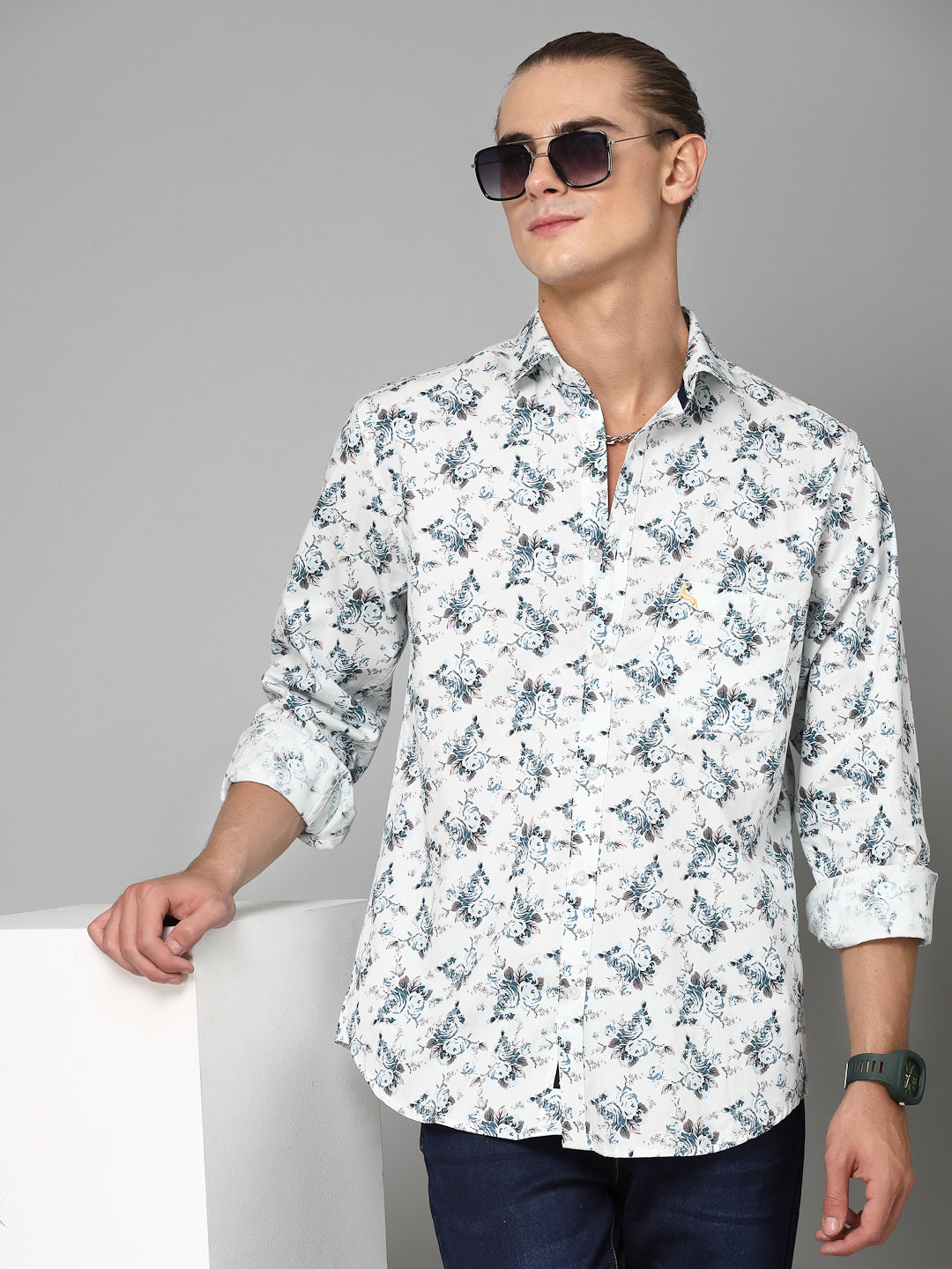 Valbone Men Printed Giza Cotton Casual Shirt