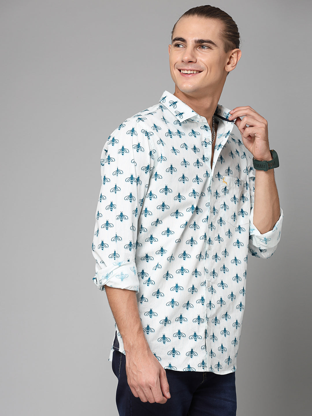 Valbone Men Abstract Printed Giza Cotton Casual full sleeves Shirt