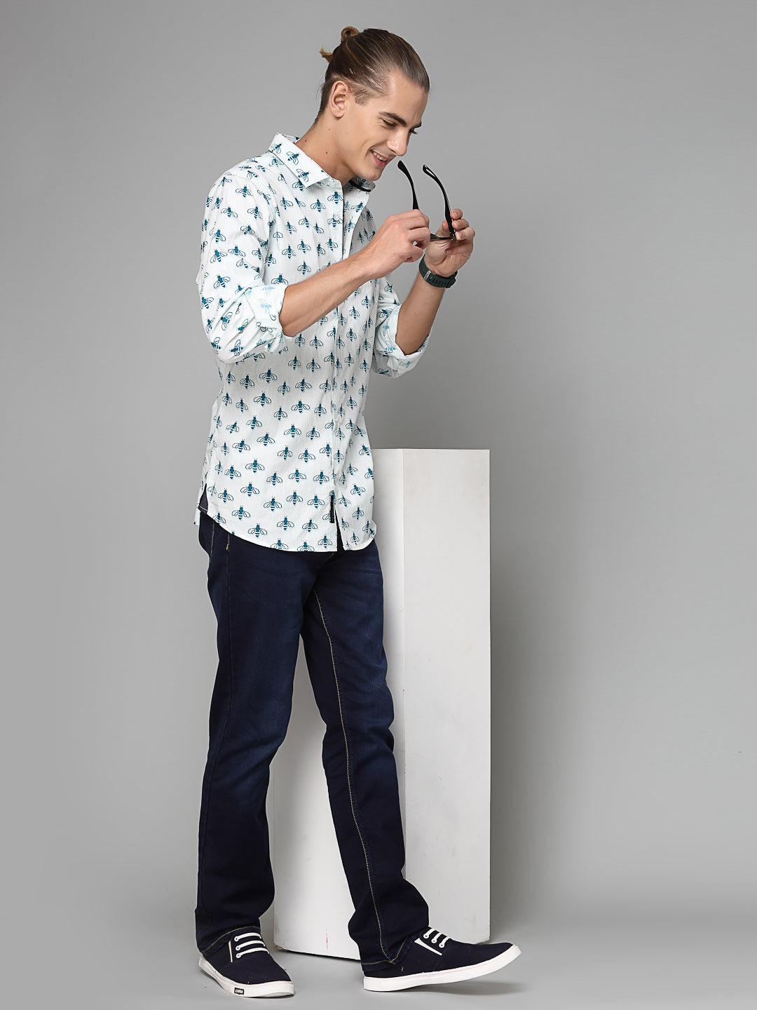 Valbone Men Abstract Printed Giza Cotton Casual full sleeves Shirt