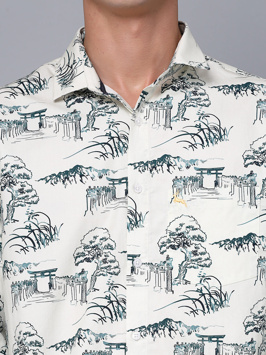 Valbone Men Texture Printed Giza Cotton Casual Shirt