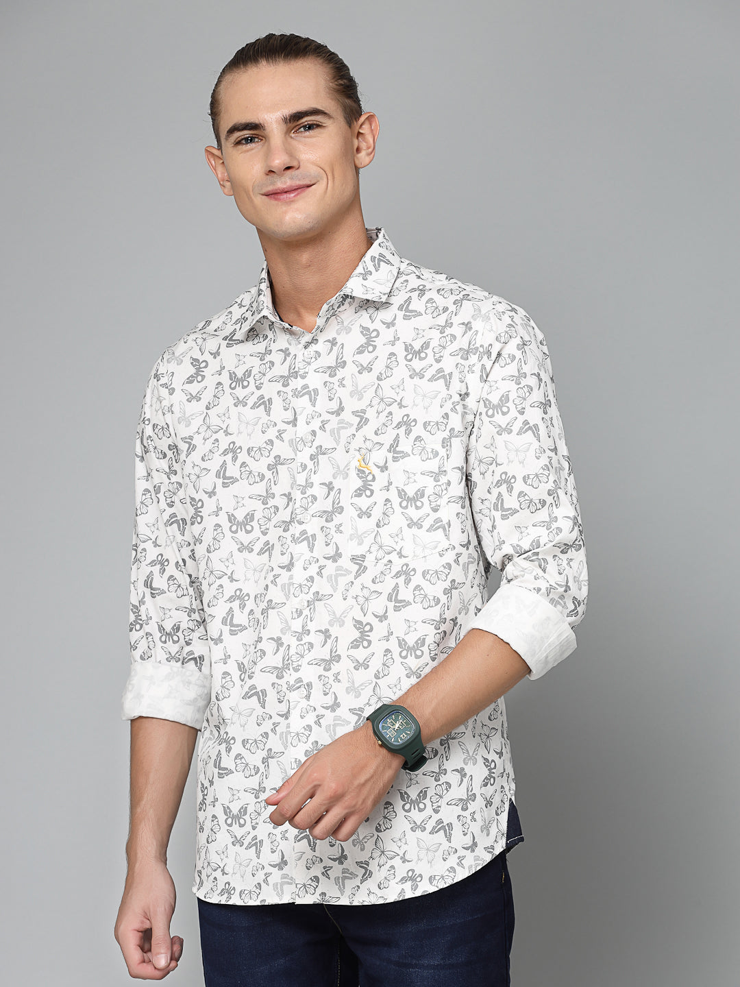 Valbone Men Printed Giza Cotton Casual Shirt