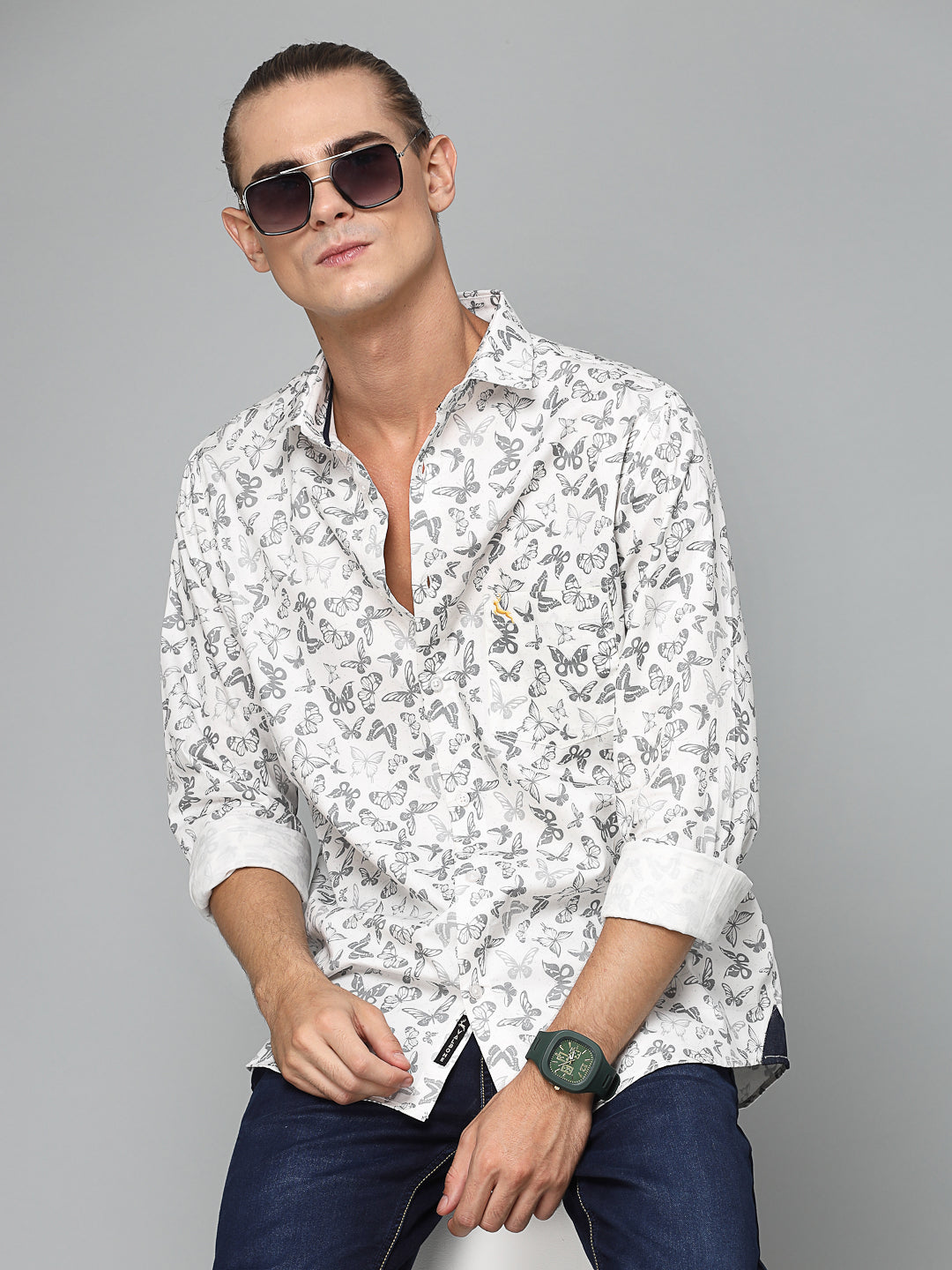 Valbone Men Printed Giza Cotton Casual Shirt