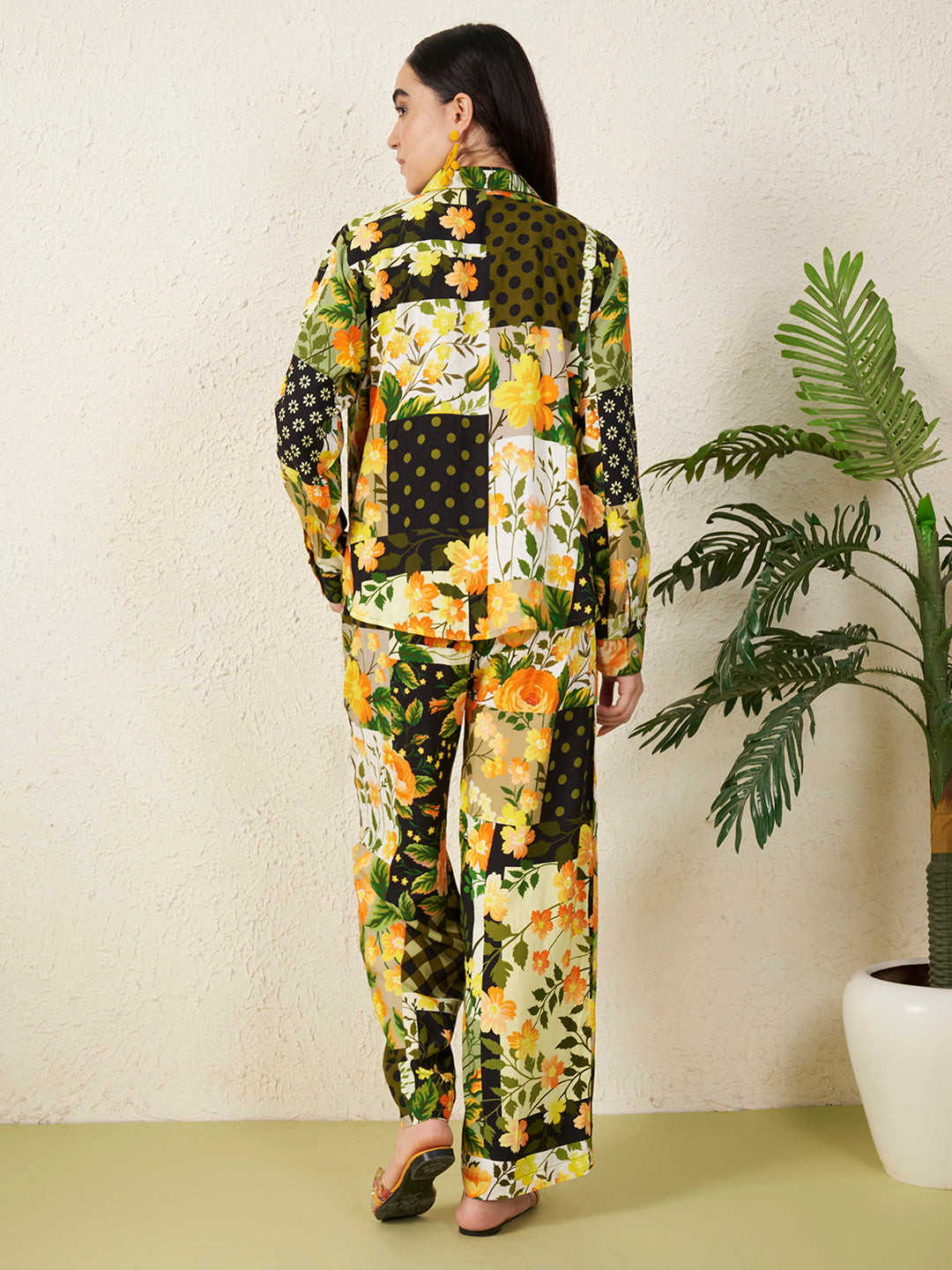 Women’s Yellow Floral motif Co-ord Set