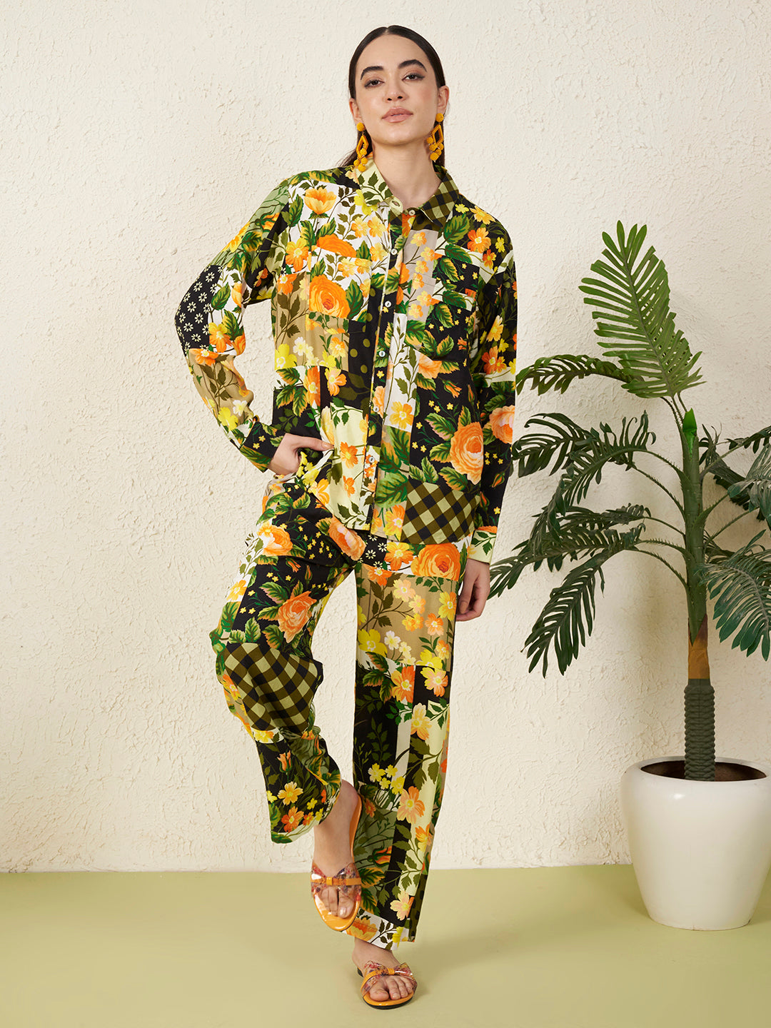 Women’s Yellow Floral motif Co-ord Set