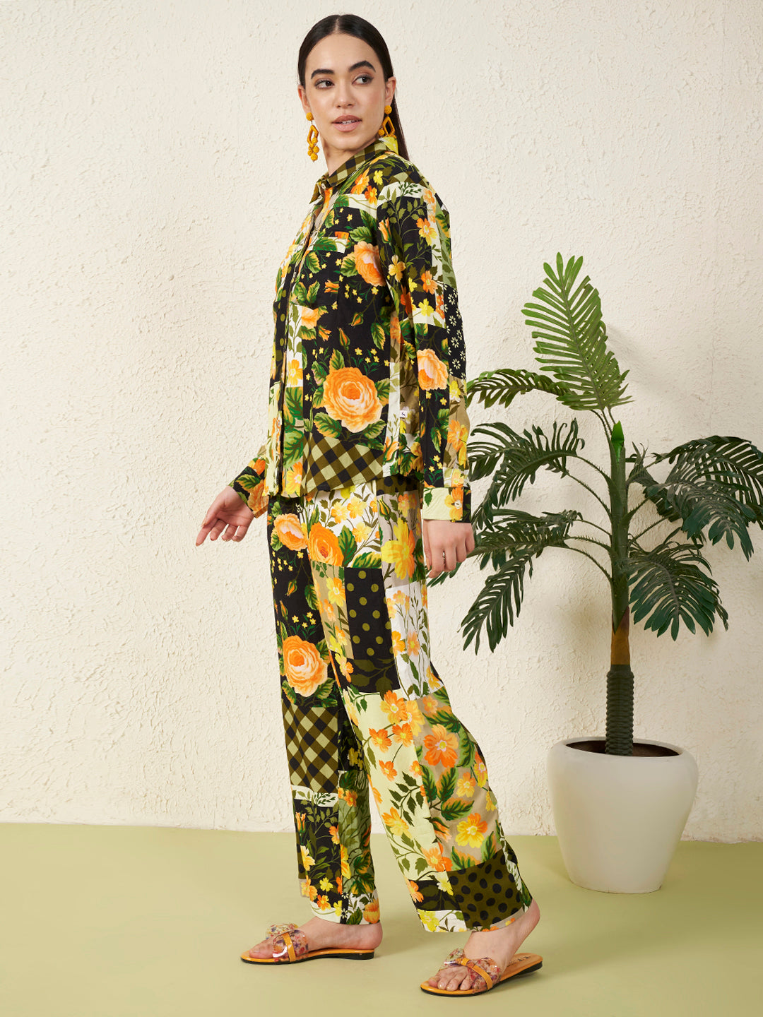 Women’s Yellow Floral motif Co-ord Set
