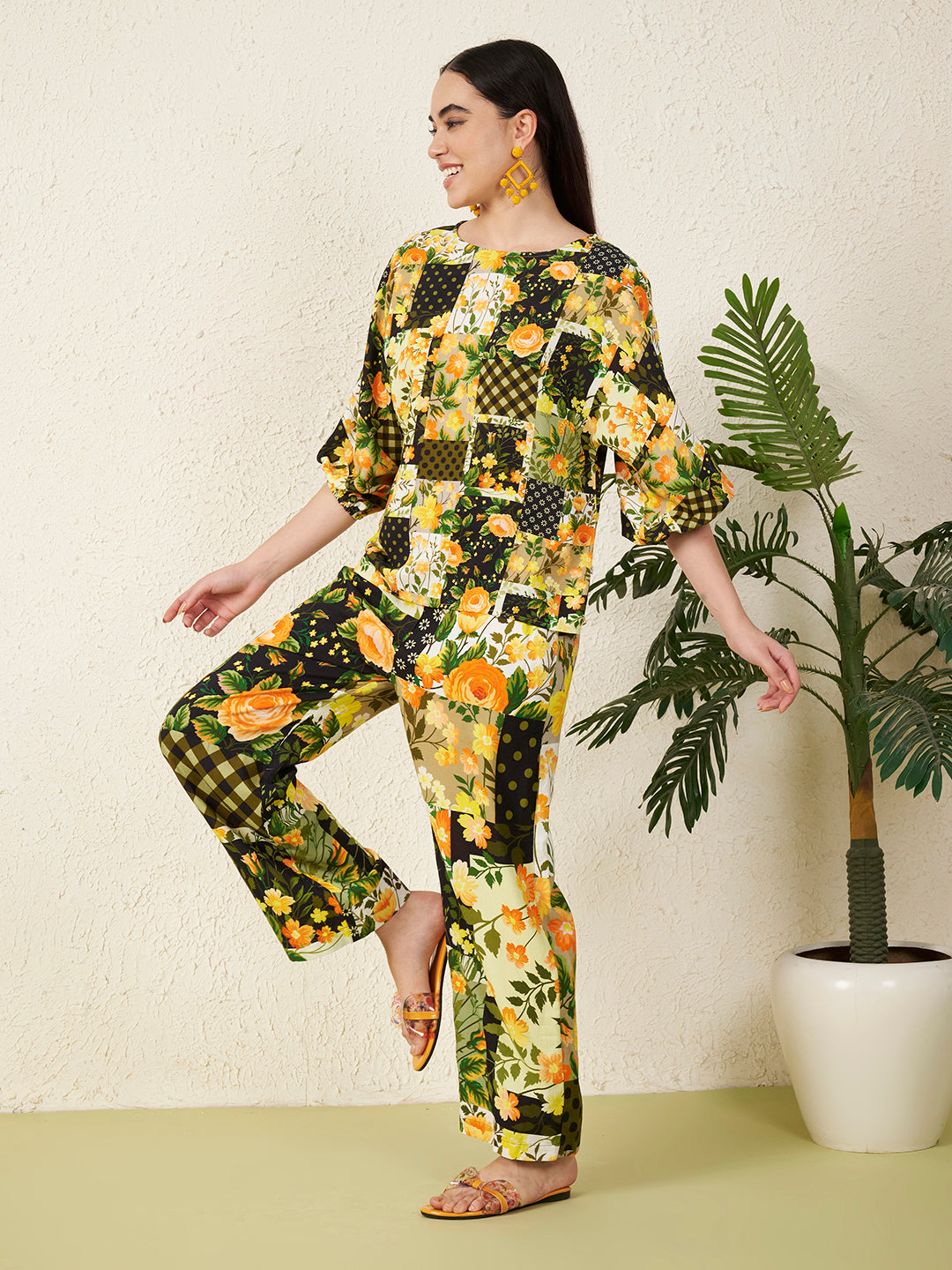 Women’s Yellow Floral motifs Co-ord Set