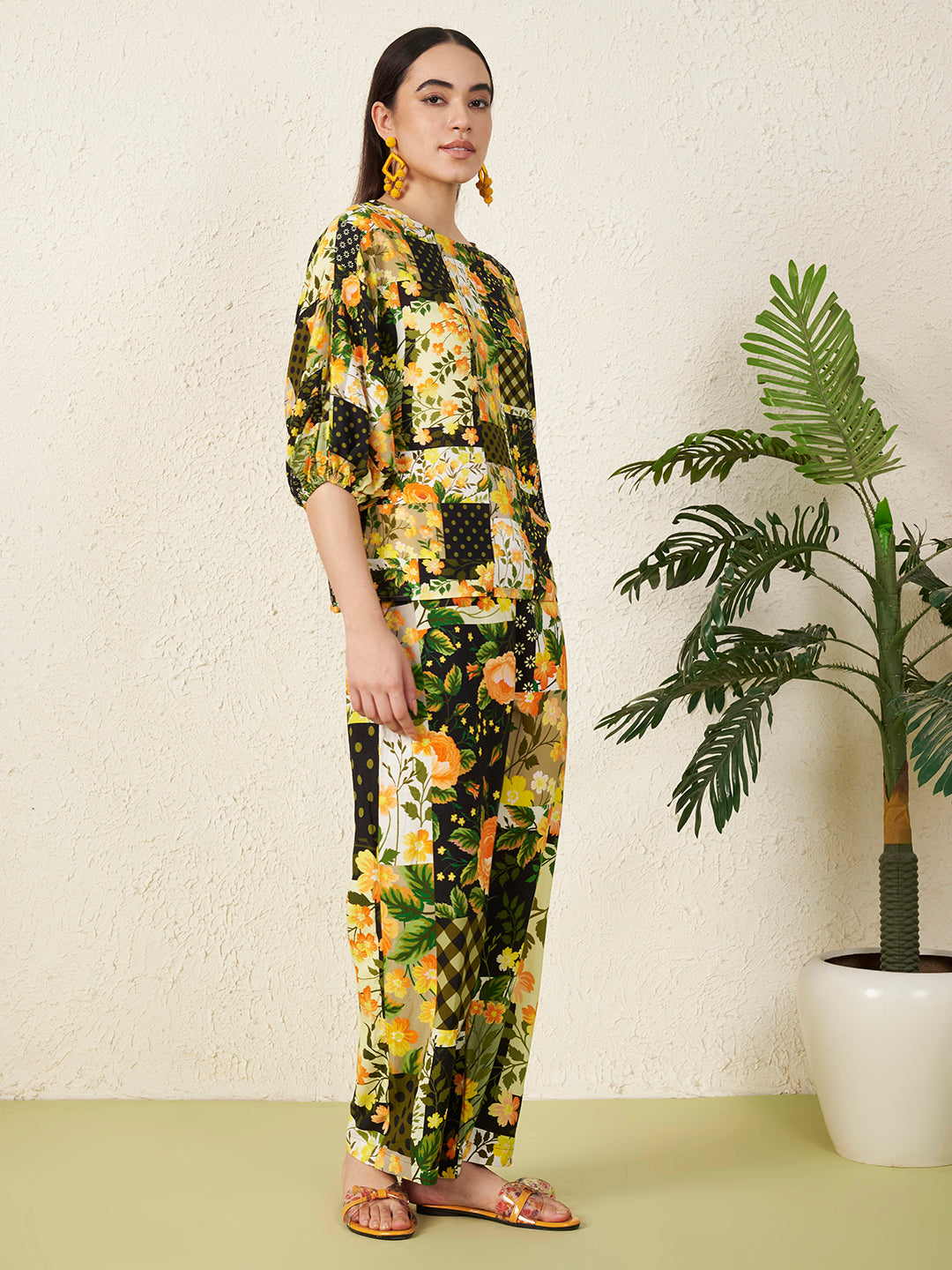 Women’s Yellow Floral motifs Co-ord Set