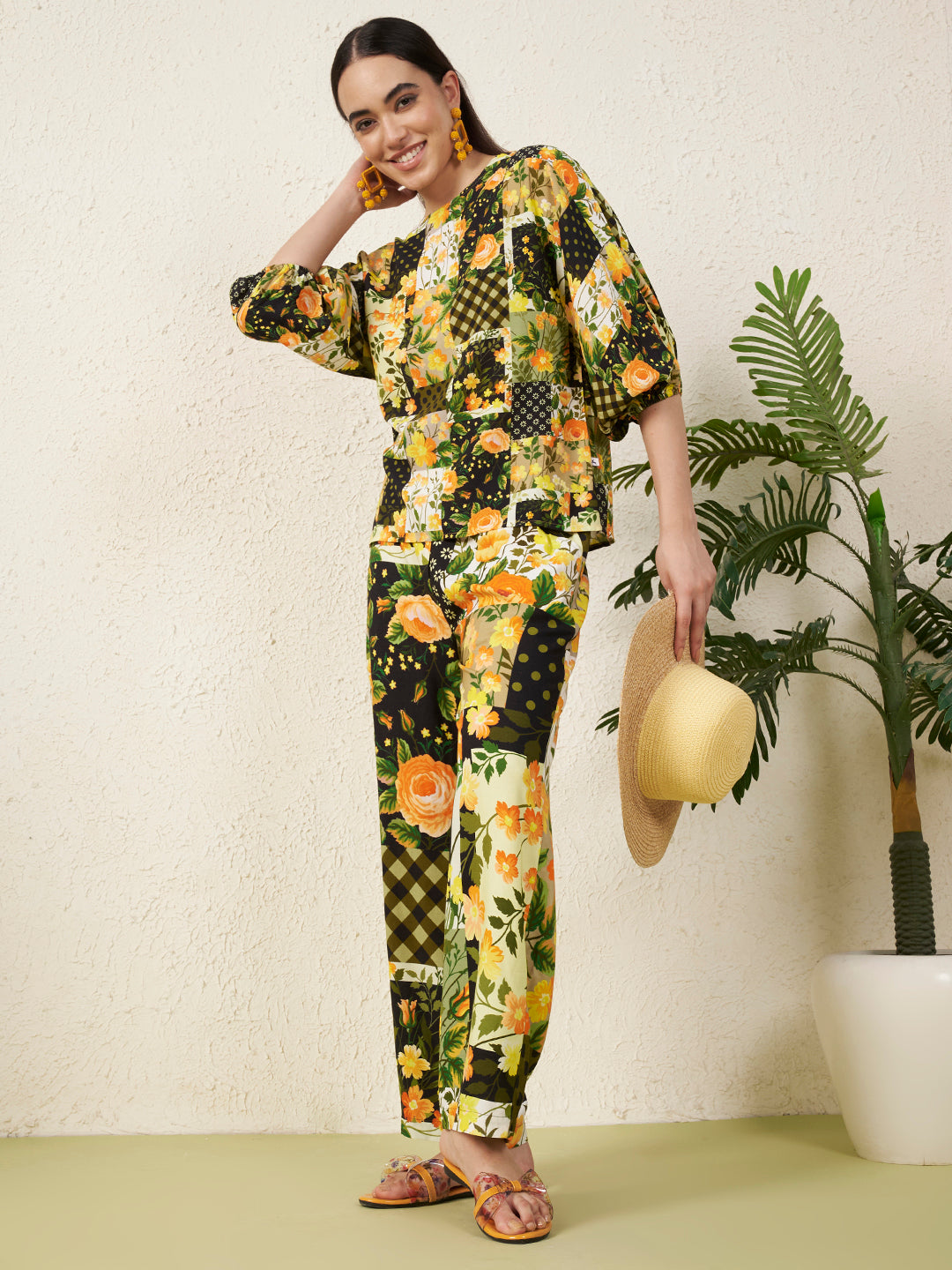 Women’s Yellow Floral motifs Co-ord Set
