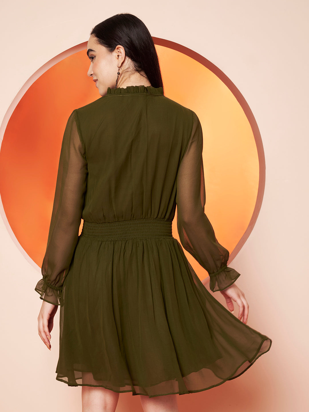 Women’s green georgette Fit & Flare Dress