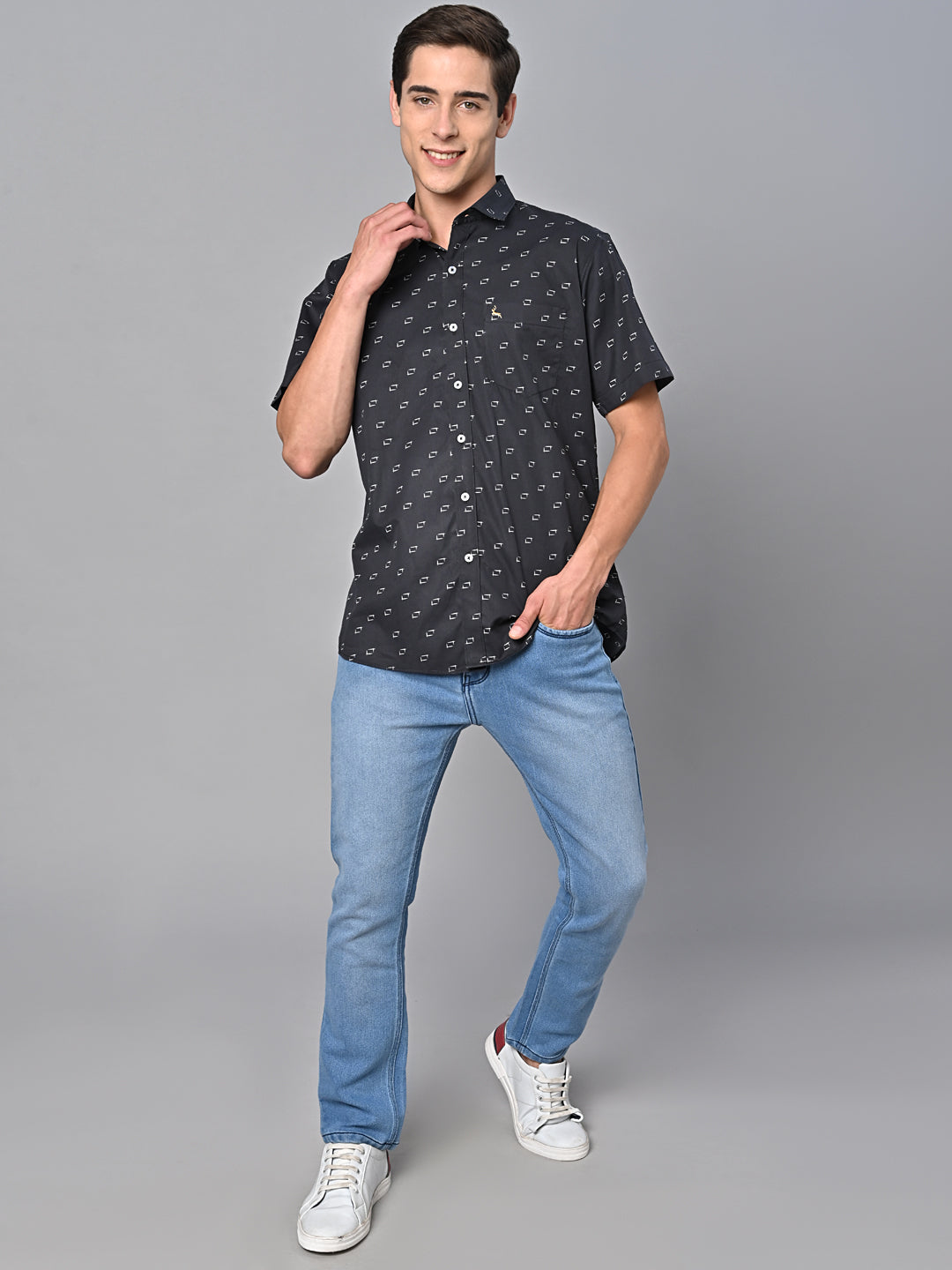 Valbone Men Printed Giza Cotton Casual half sleeves Shirt