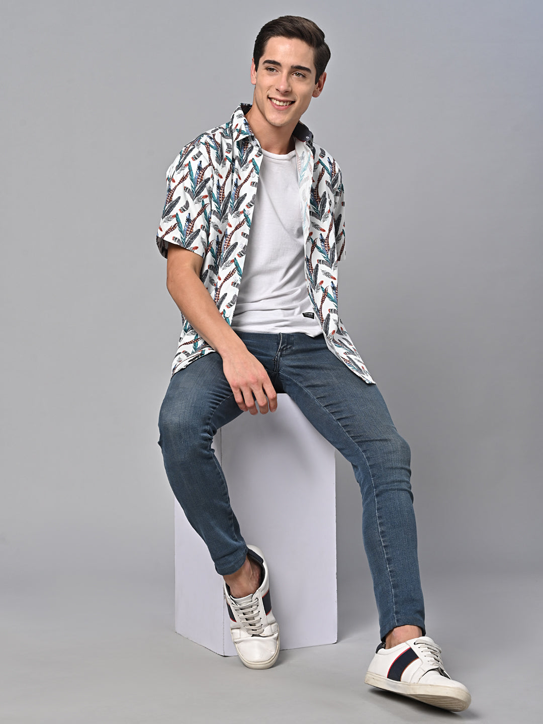 Valbone Men Printed Giza Cotton Casual Shirt
