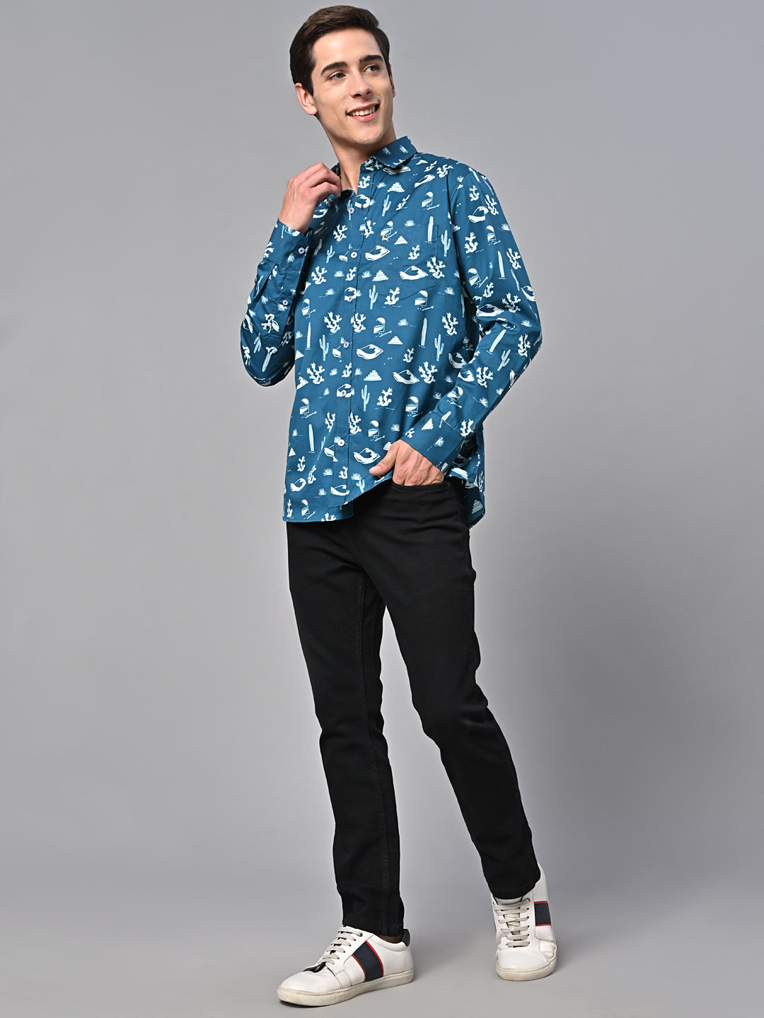 Valbone Men Printed Giza Cotton Casual Shirt