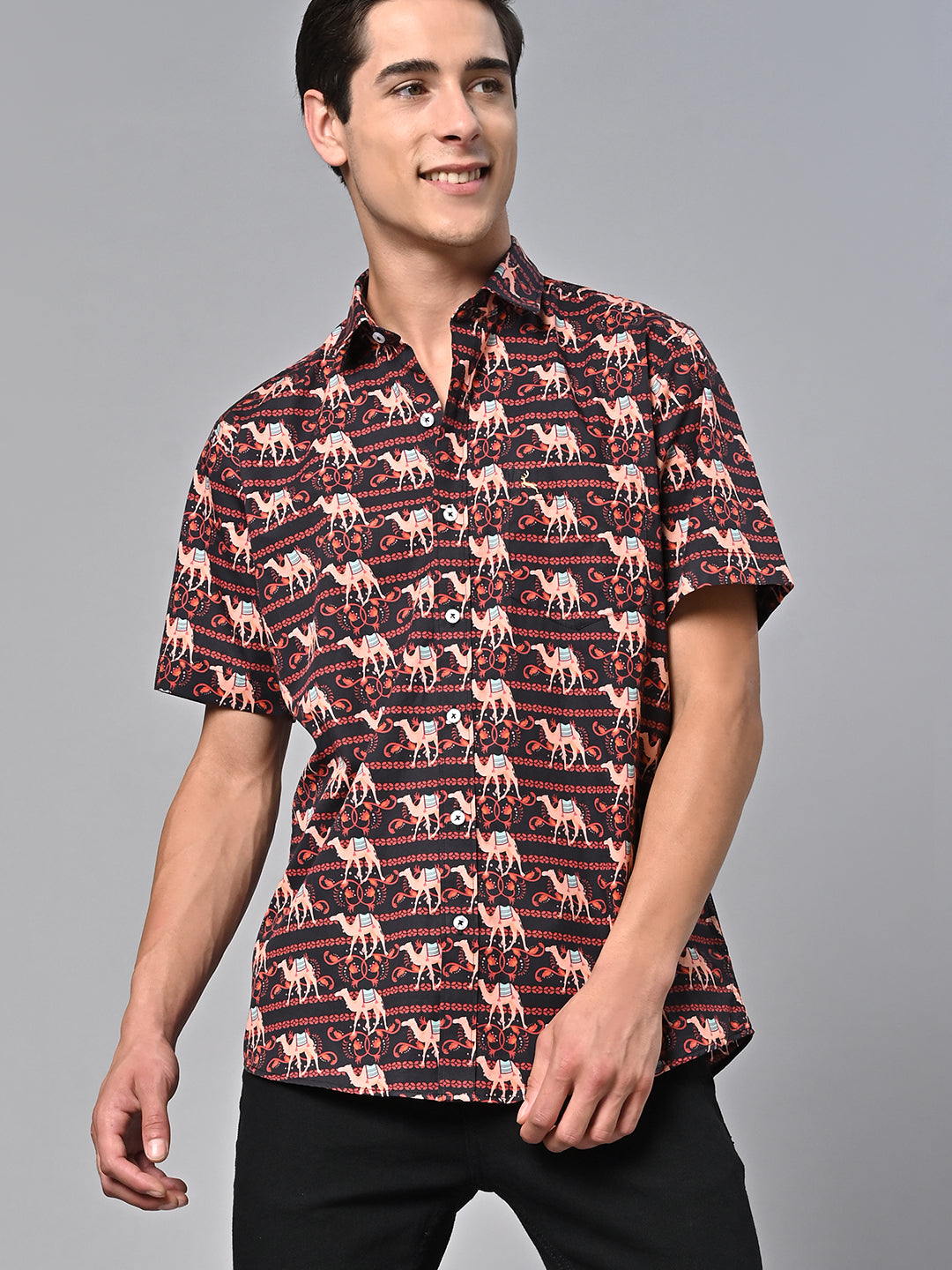 Valbone Men Printed Giza Cotton Casual Shirt