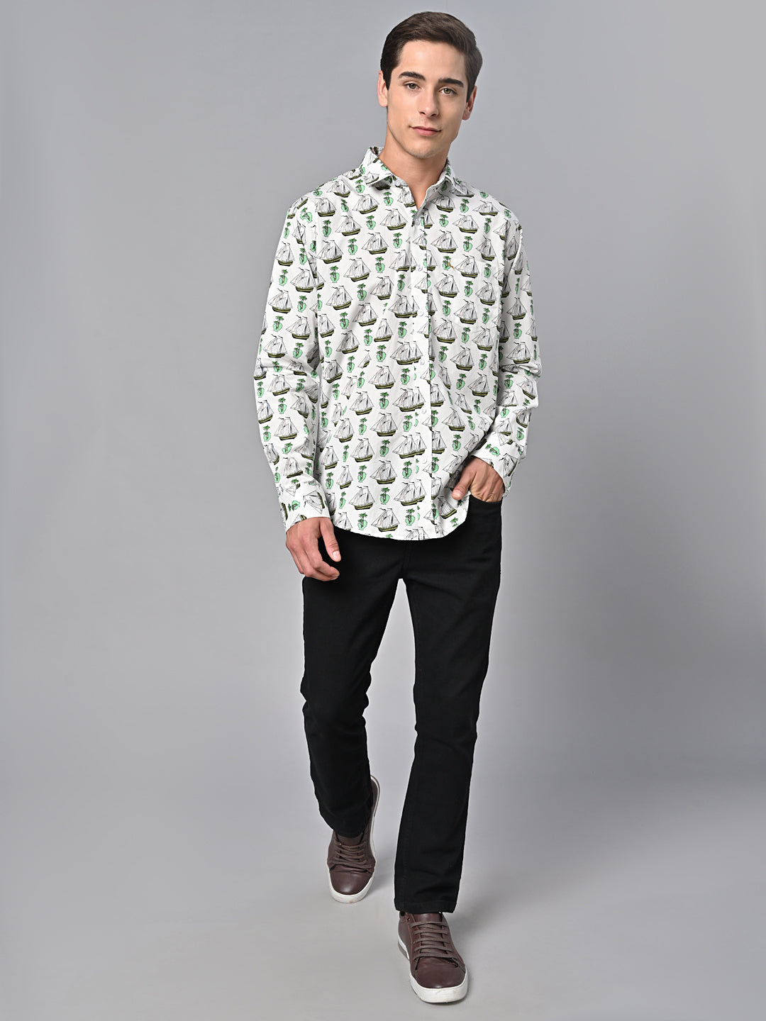 Valbone Men Printed Giza Cotton Casual Shirt