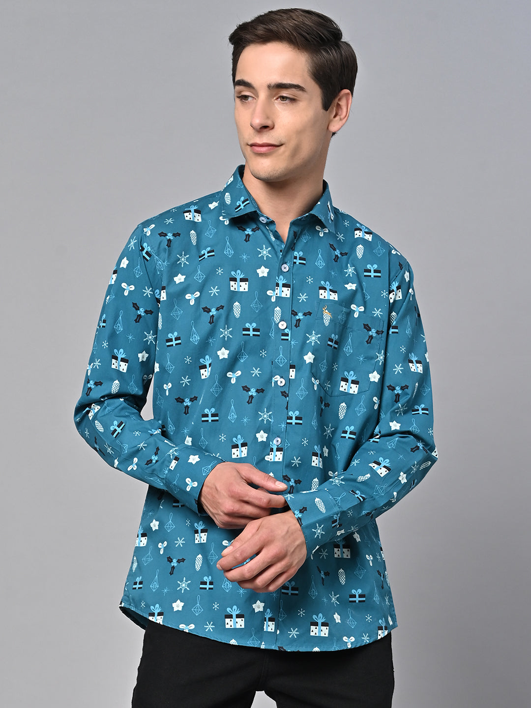Valbone Men Printed Giza Cotton Casual Shirt
