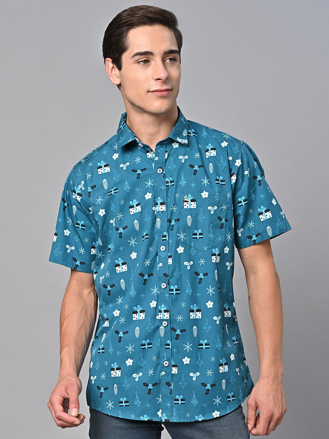 Valbone Men Printed Giza Cotton Casual Shirt
