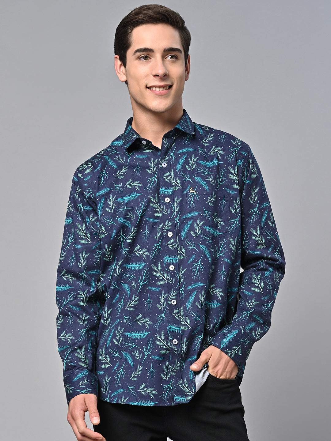 Valbone Men Printed Giza Cotton Casual Shirt