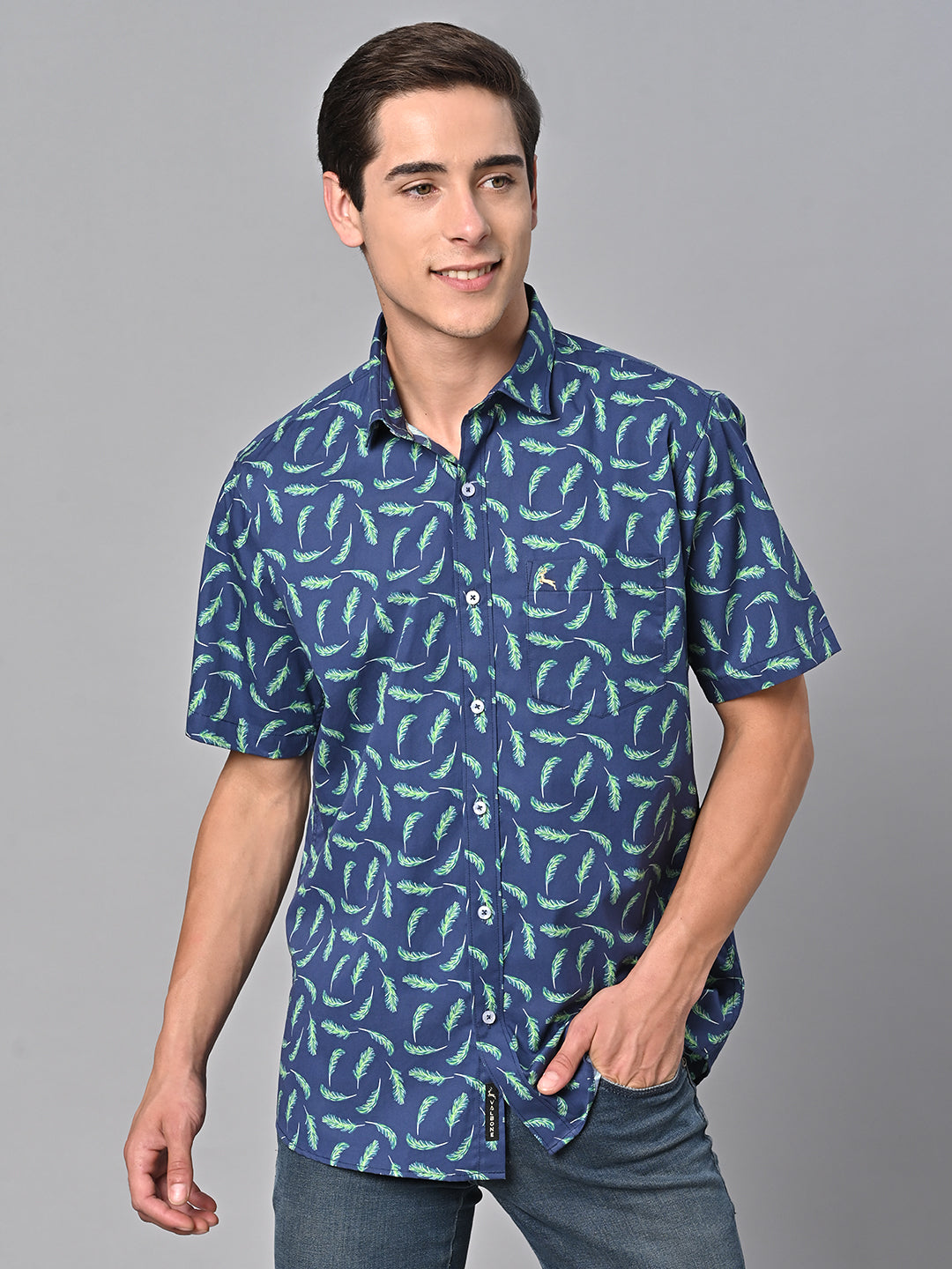Valbone Men Printed Giza Cotton Casual half sleeves Shirt