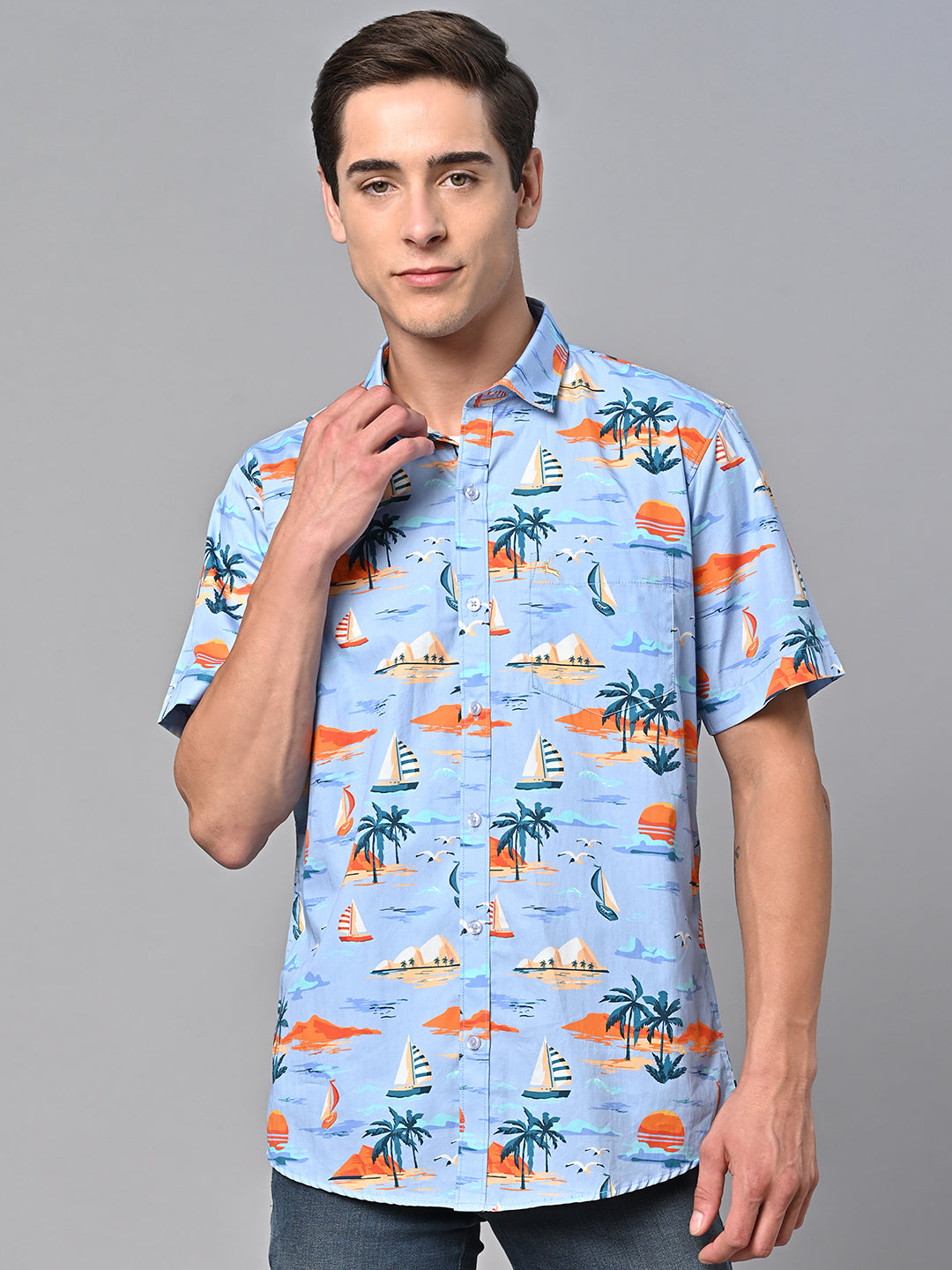 Valbone Men Printed Giza Cotton Casual Shirt