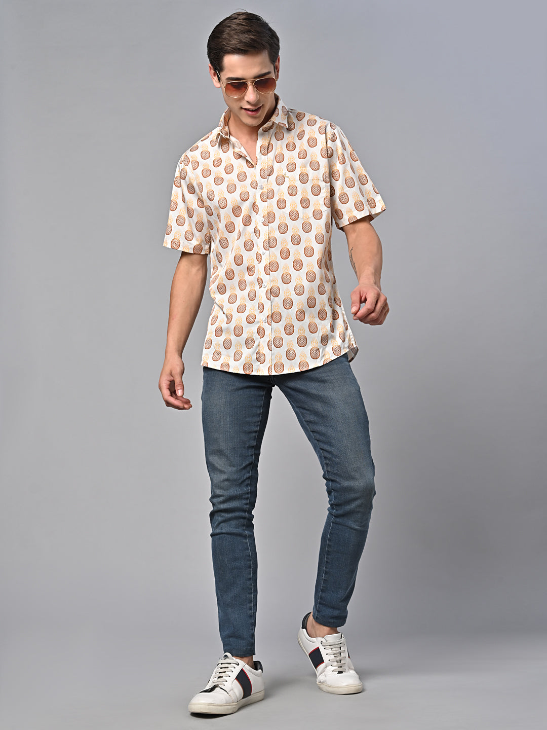 Valbone Men Printed Giza Cotton Casual Shirt