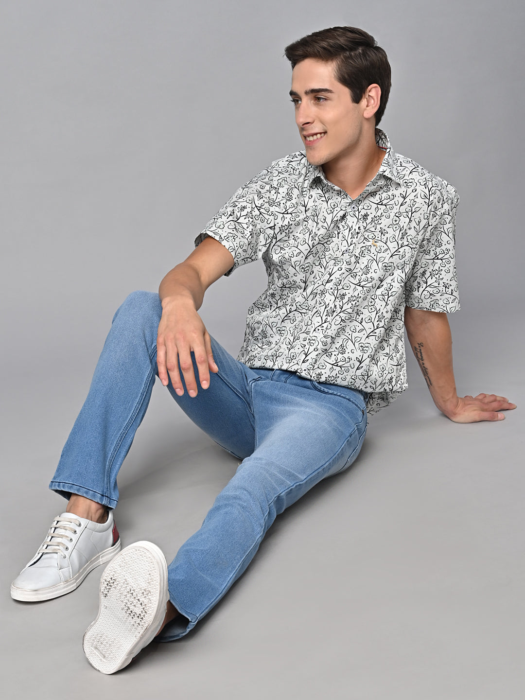 Valbone Men Printed Giza Cotton Casual Shirt