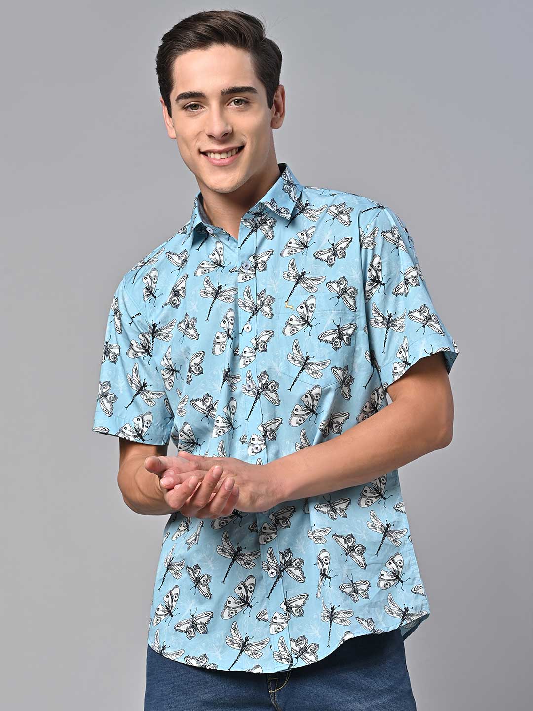 Valbone Men Printed Giza Cotton Casual Shirt
