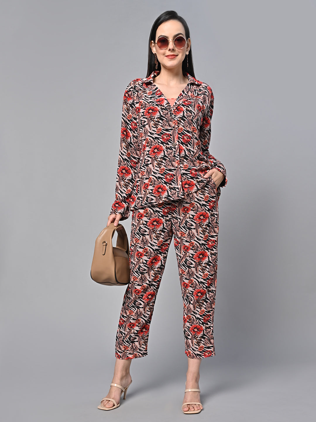 Floral Printed Top With Trouser Co-Ords