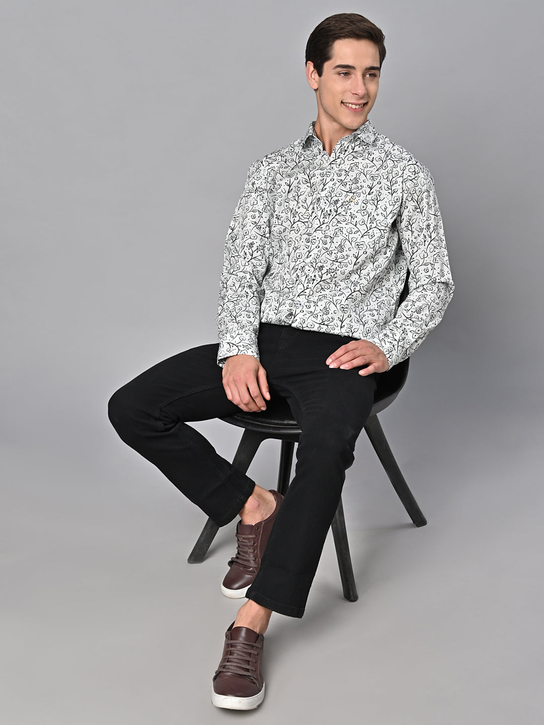 Valbone Men Printed Giza Cotton Casual Shirt