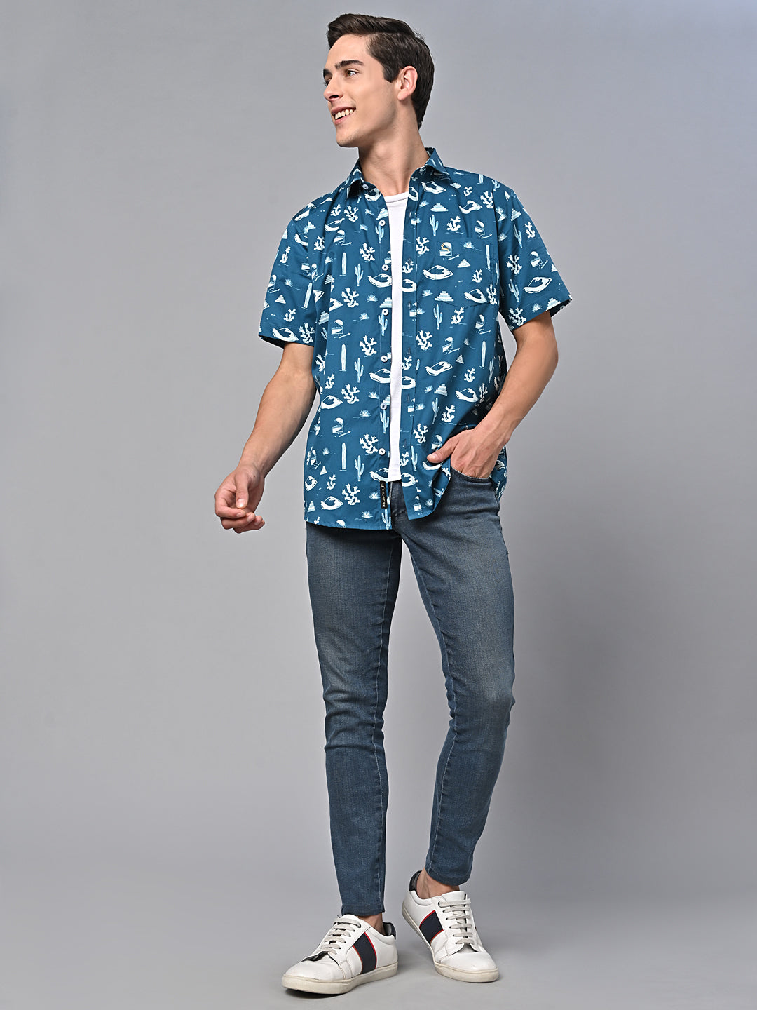 Valbone Men Printed Giza Cotton Casual Shirt