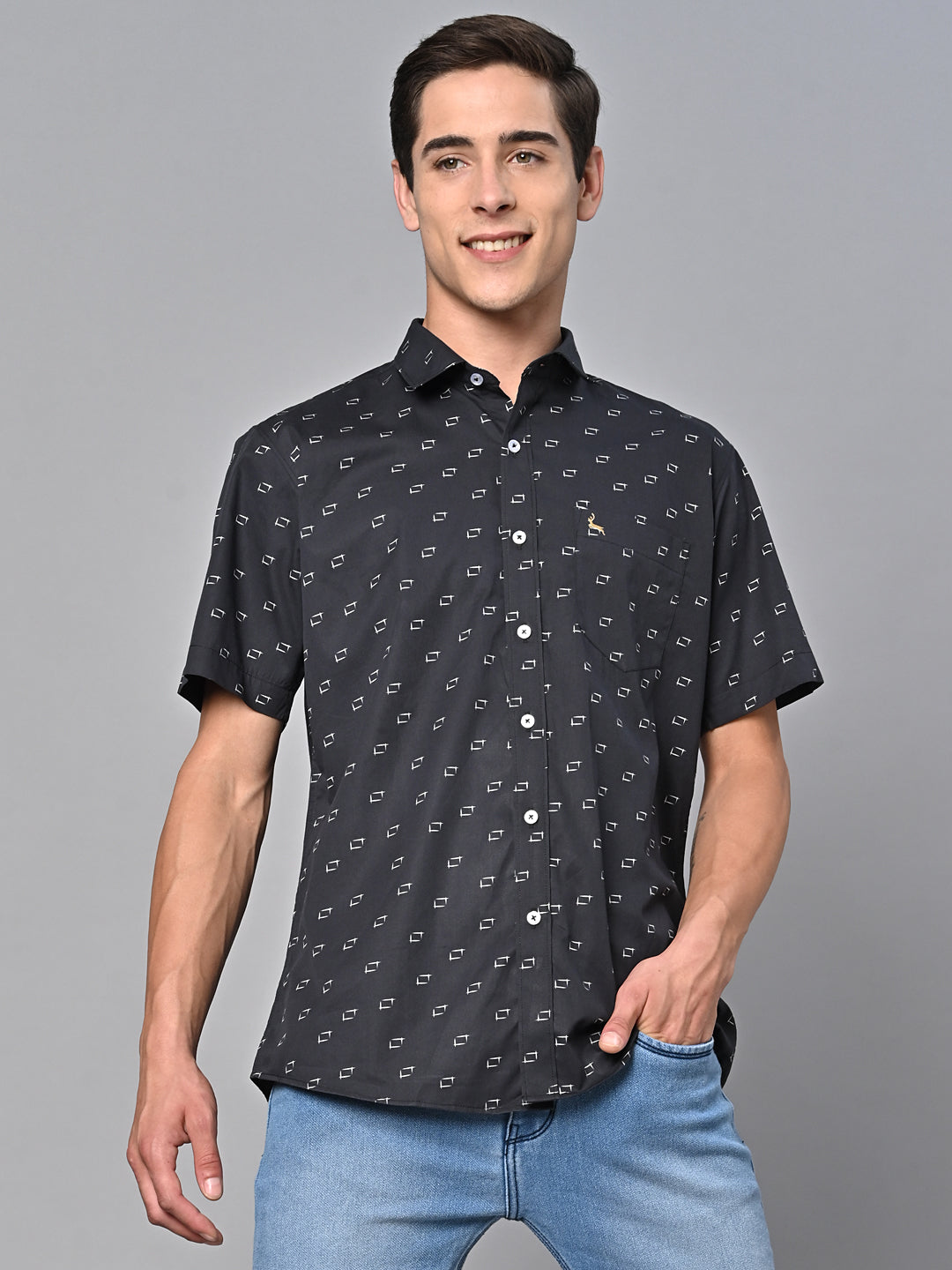 Valbone Men Printed Giza Cotton Casual half sleeves Shirt