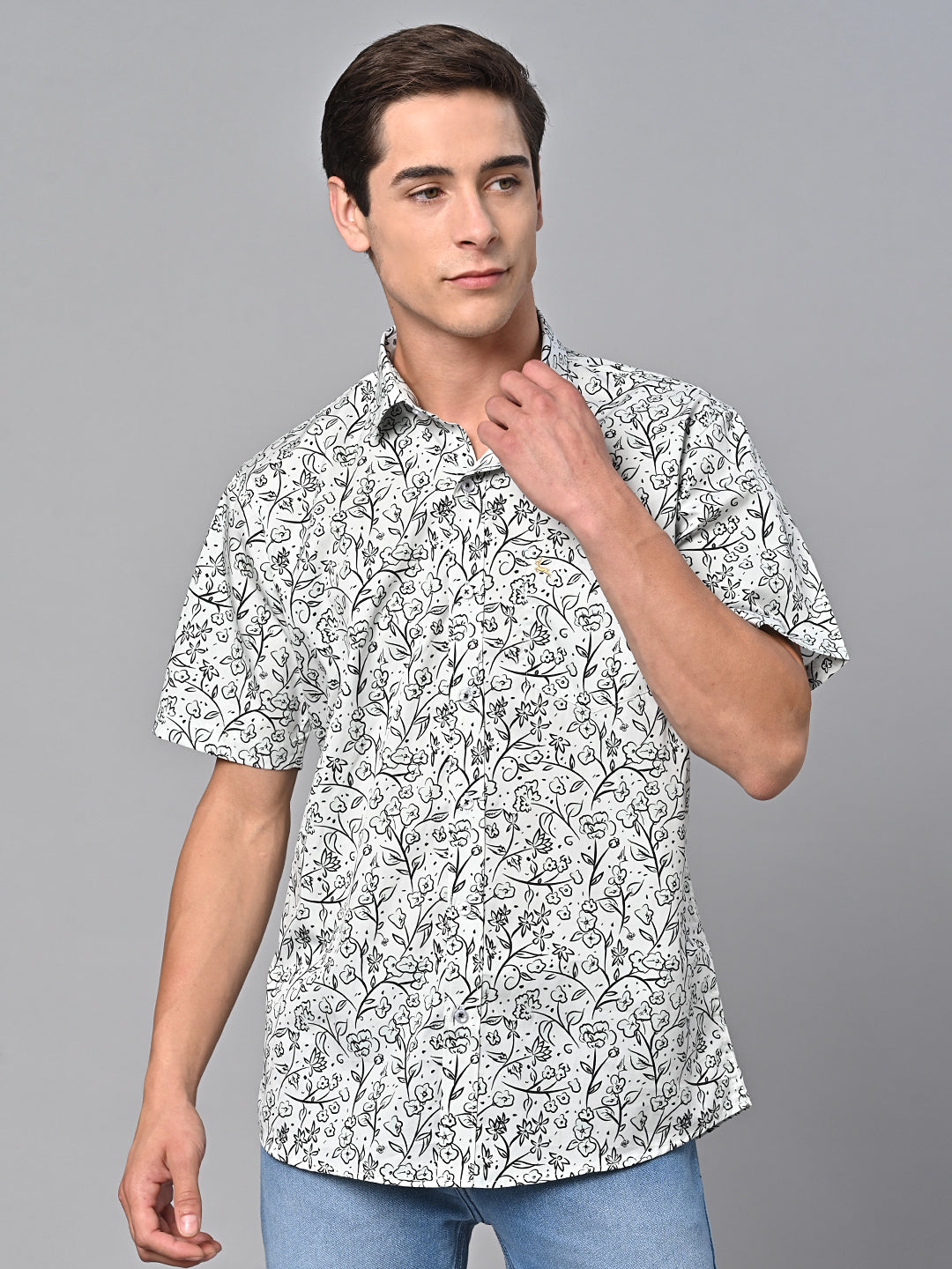 Valbone Men Printed Giza Cotton Casual Shirt
