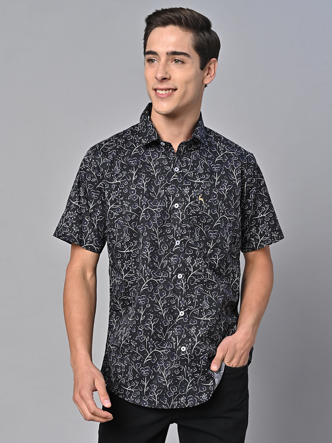 Valbone Men Printed Giza Cotton Casual Shirt