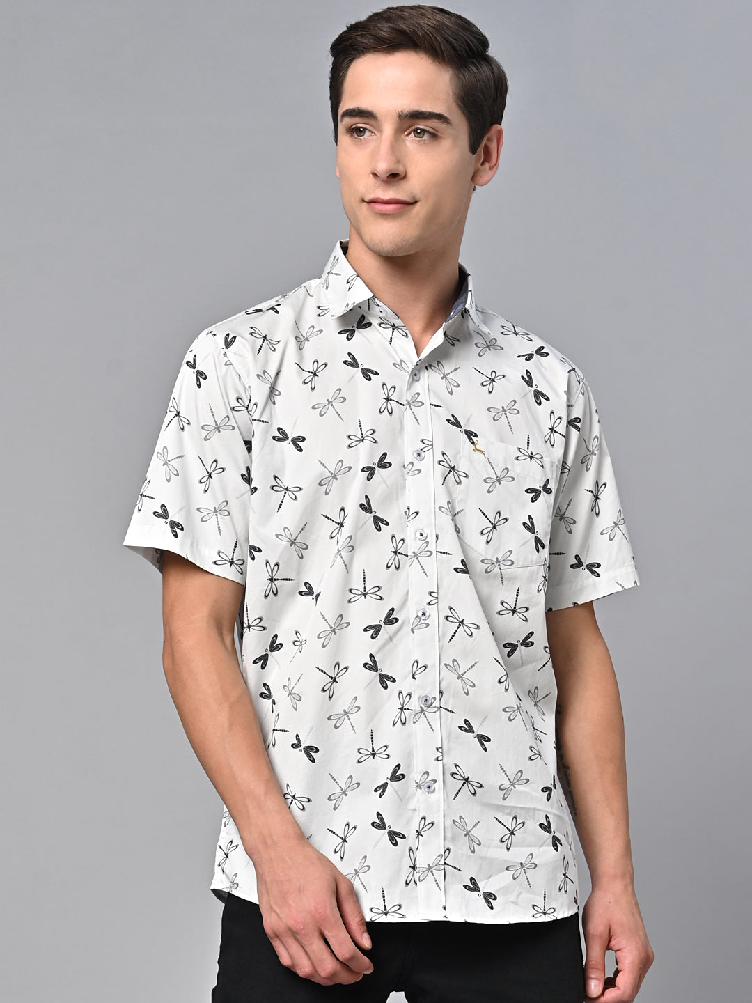 Valbone Men Printed Giza Cotton Casual Shirt