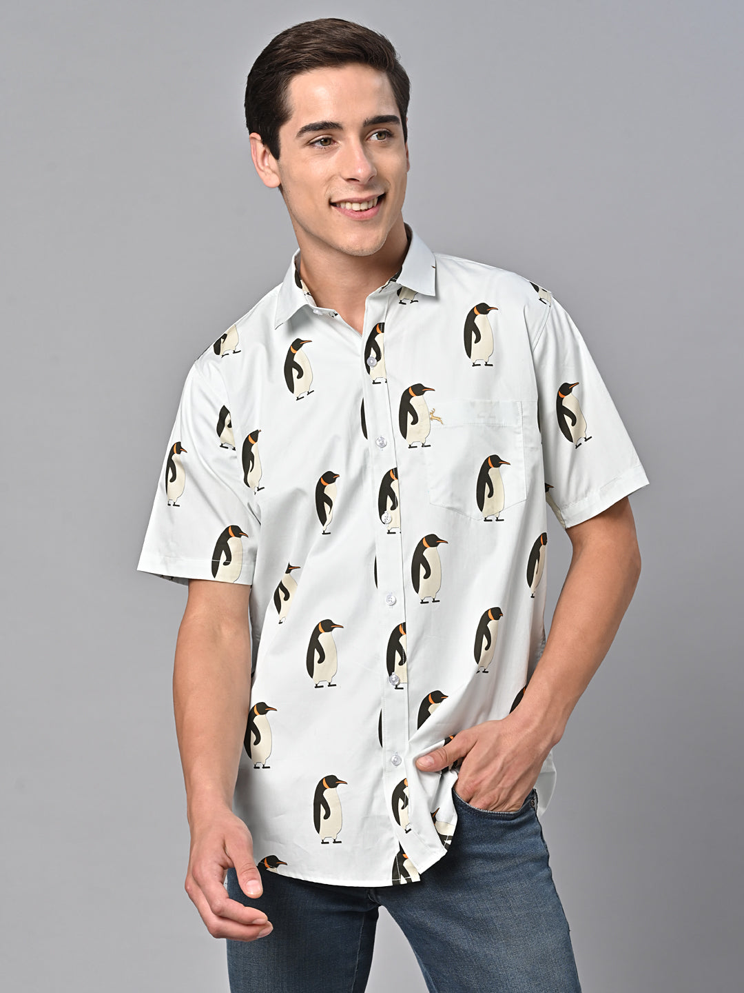 Valbone Men Printed Giza Cotton Casual Shirt