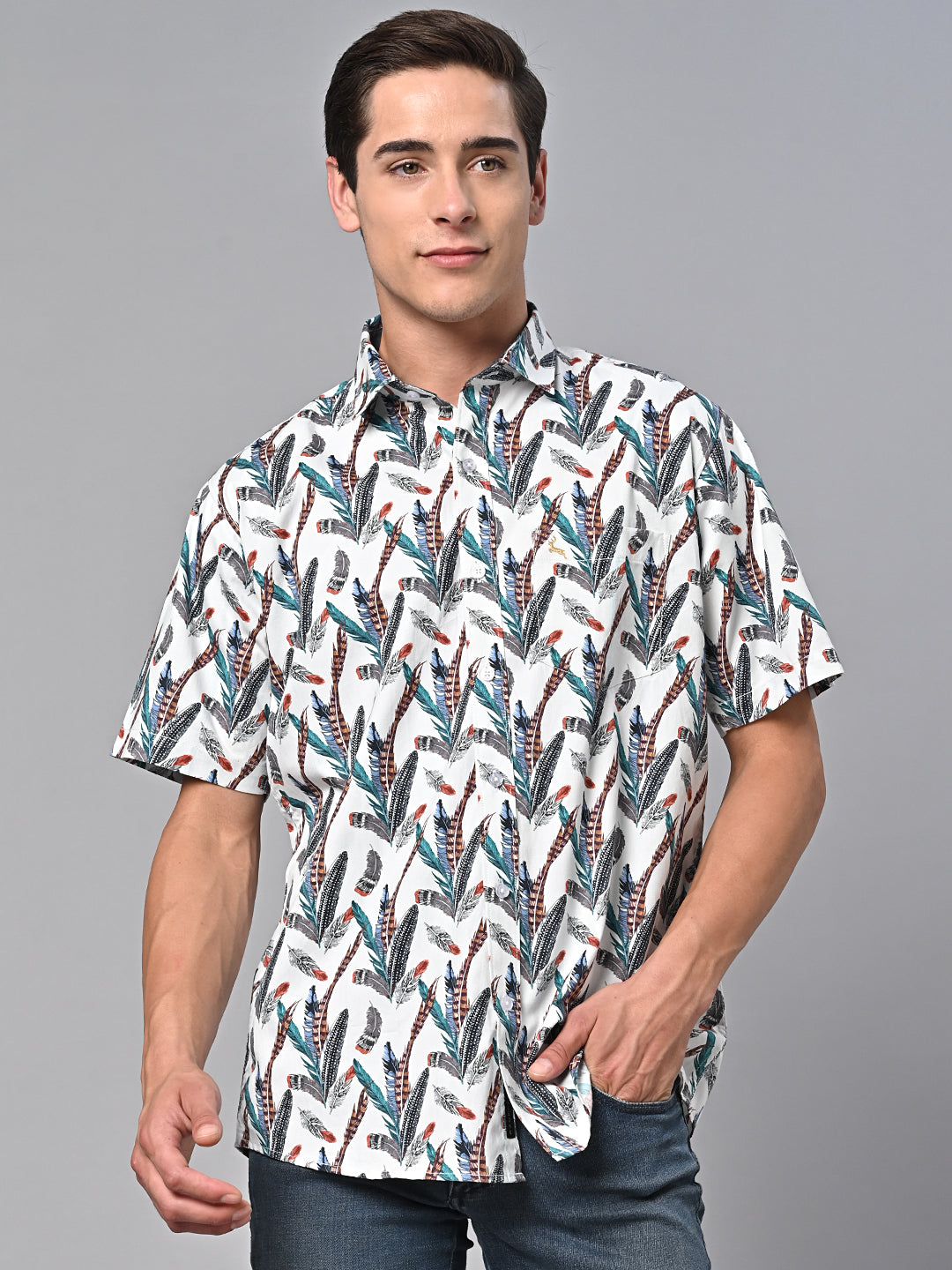 Valbone Men Printed Giza Cotton Casual Shirt