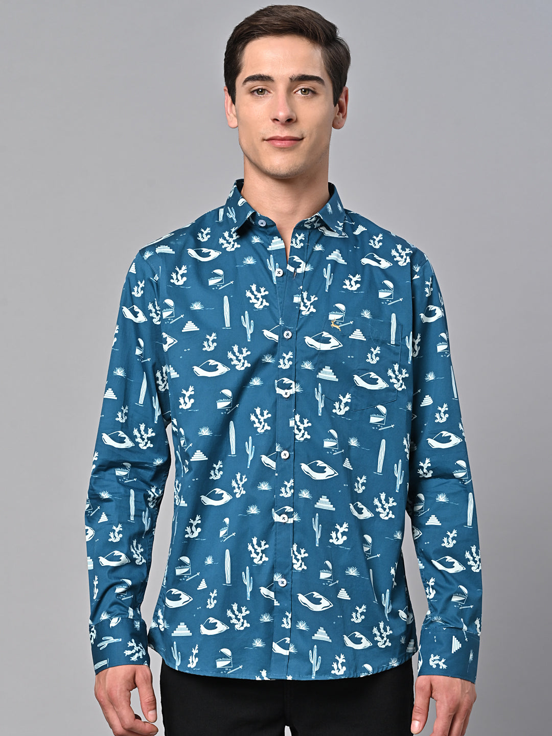 Valbone Men Printed Giza Cotton Casual Shirt