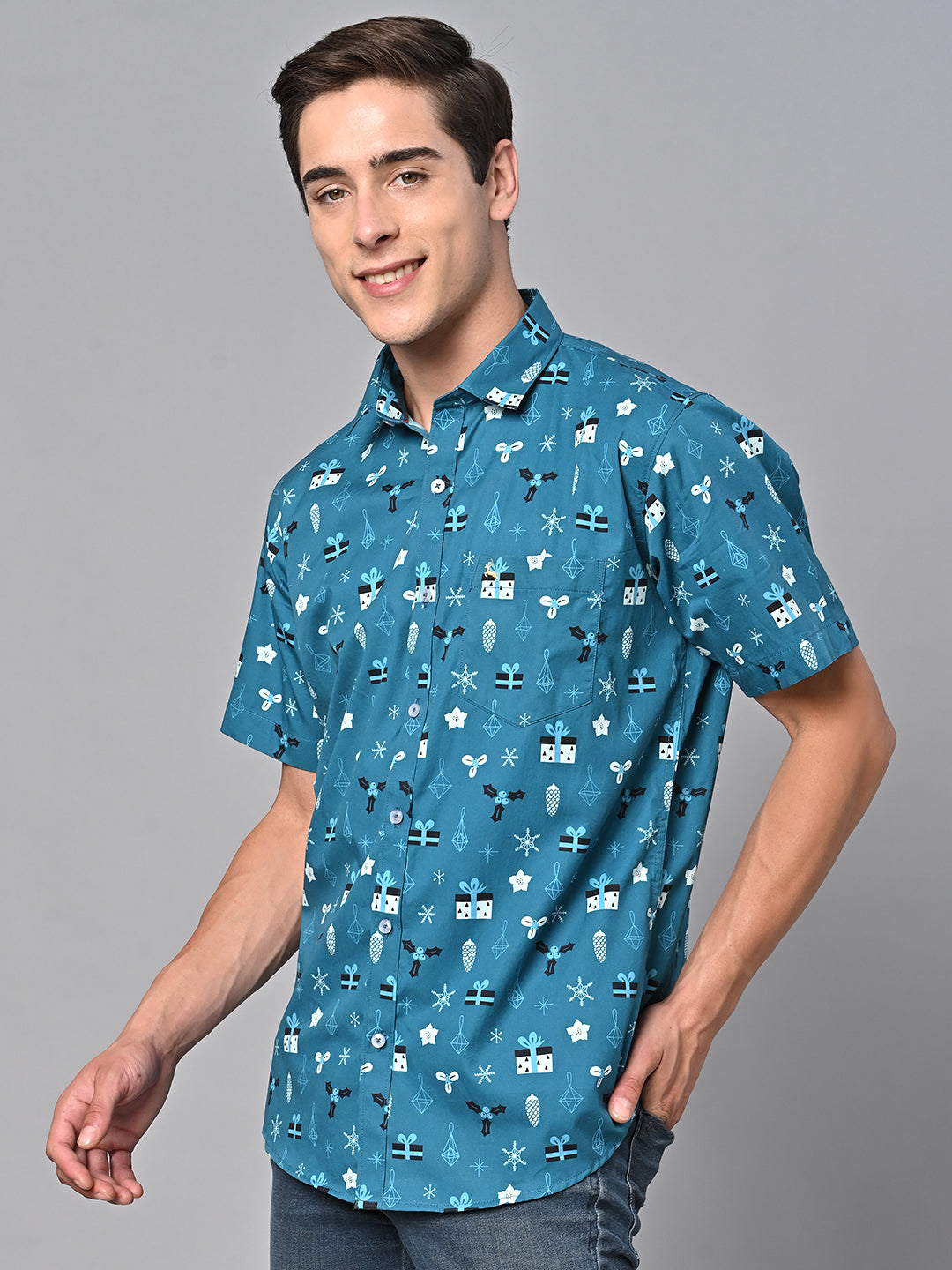 Valbone Men Printed Giza Cotton Casual Shirt