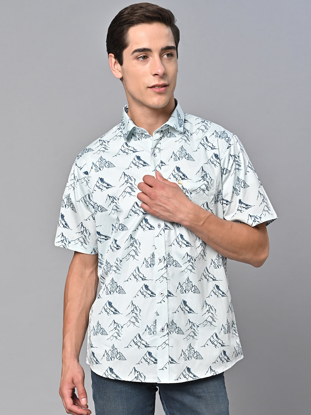 Valbone Men Printed Giza Cotton Casual Shirt
