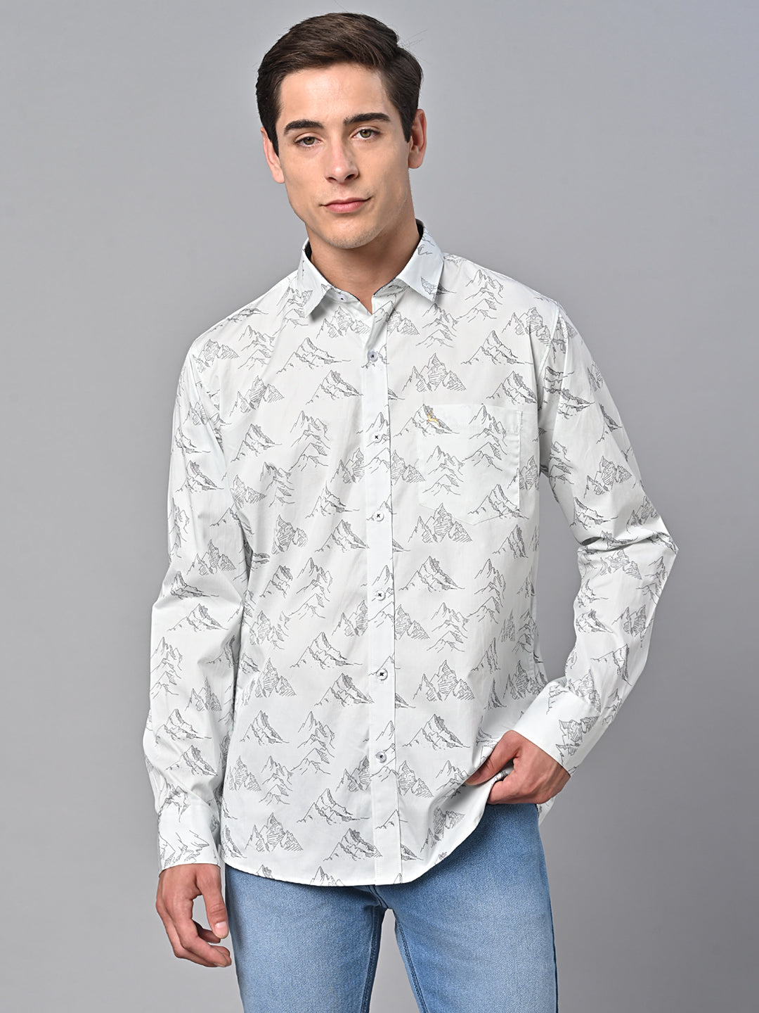 Valbone Men Printed Giza Cotton Casual Shirt