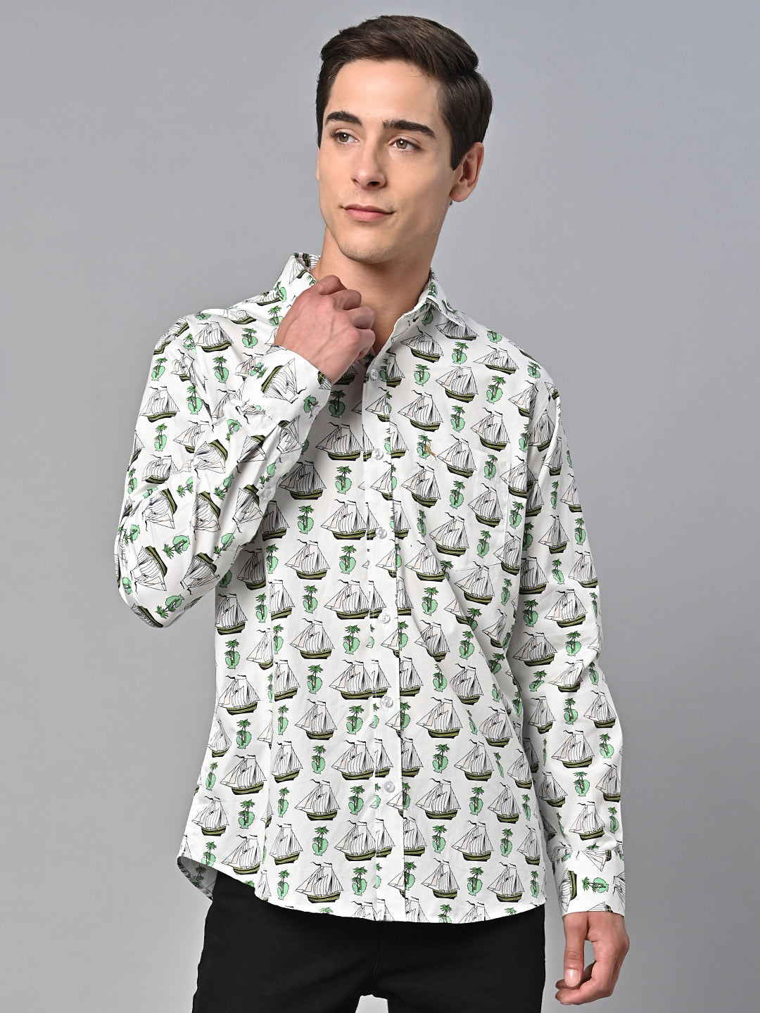 Valbone Men Printed Giza Cotton Casual Shirt