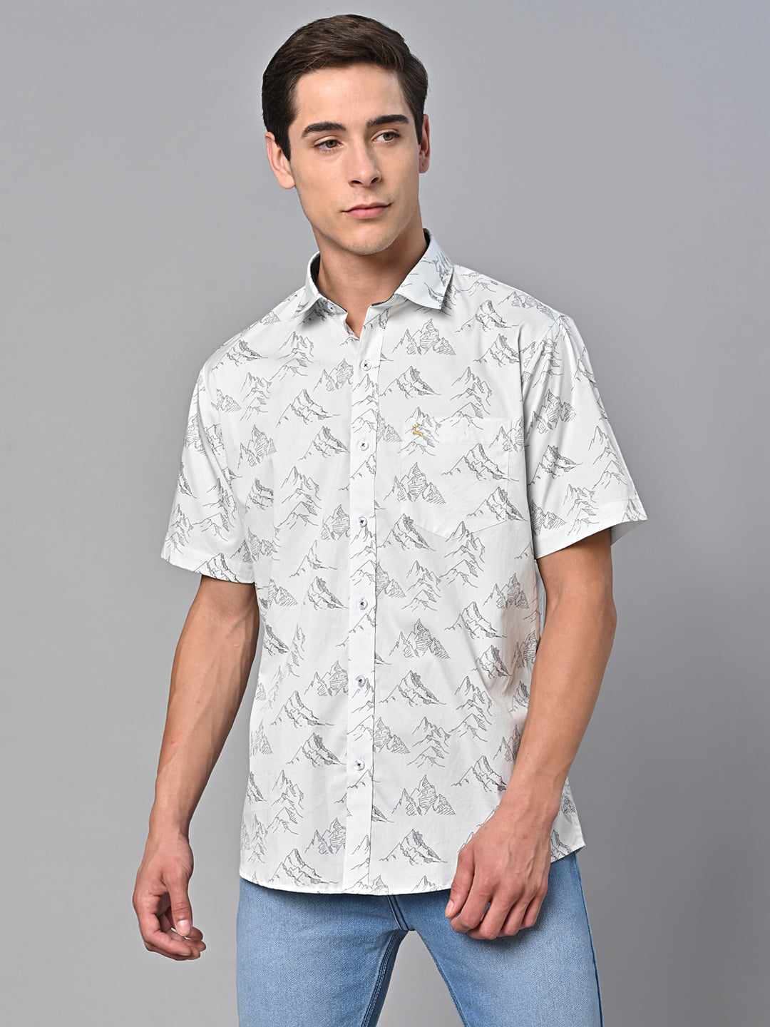Valbone Men Printed Giza Cotton Casual Shirt
