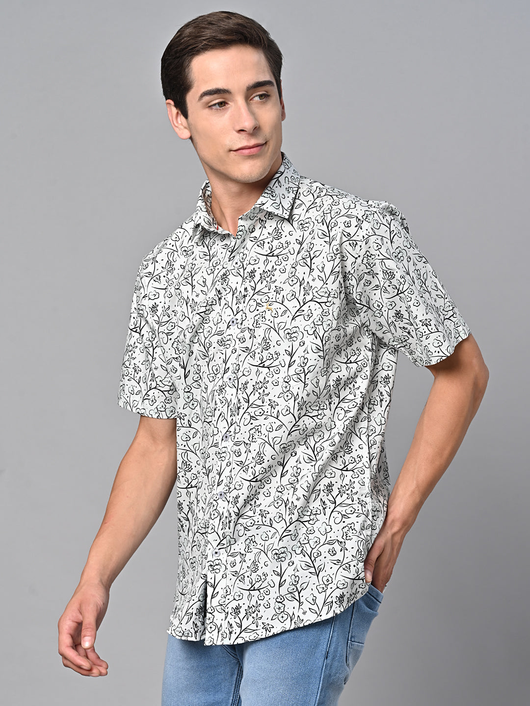 Valbone Men Printed Giza Cotton Casual Shirt
