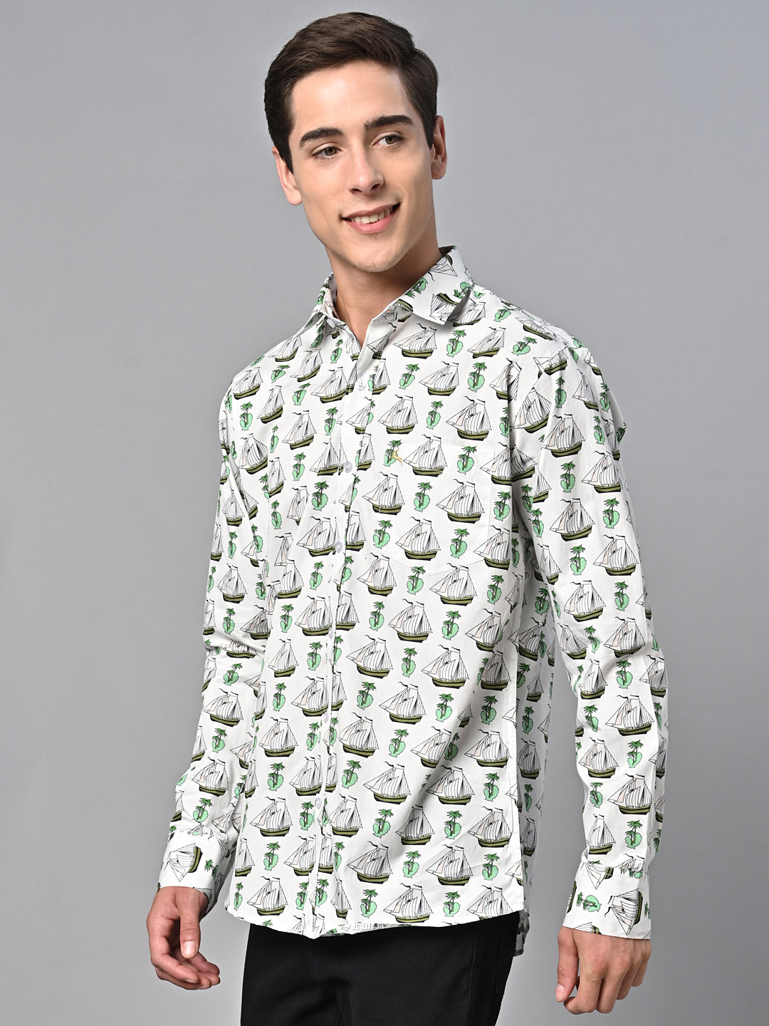 Valbone Men Printed Giza Cotton Casual Shirt