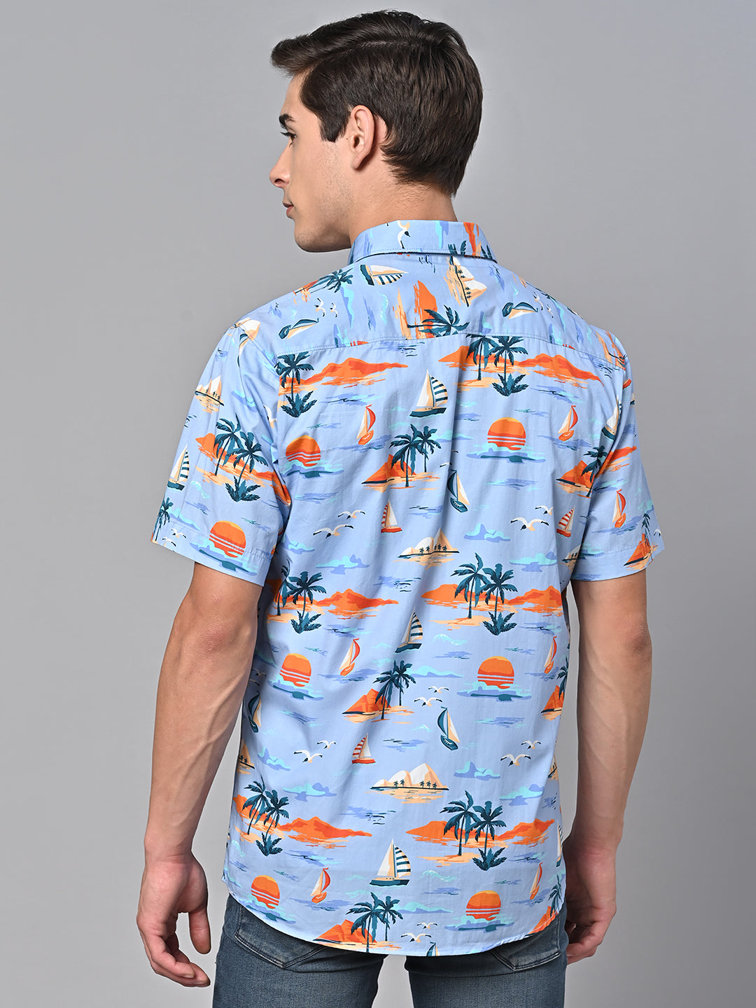 Valbone Men Printed Giza Cotton Casual Shirt