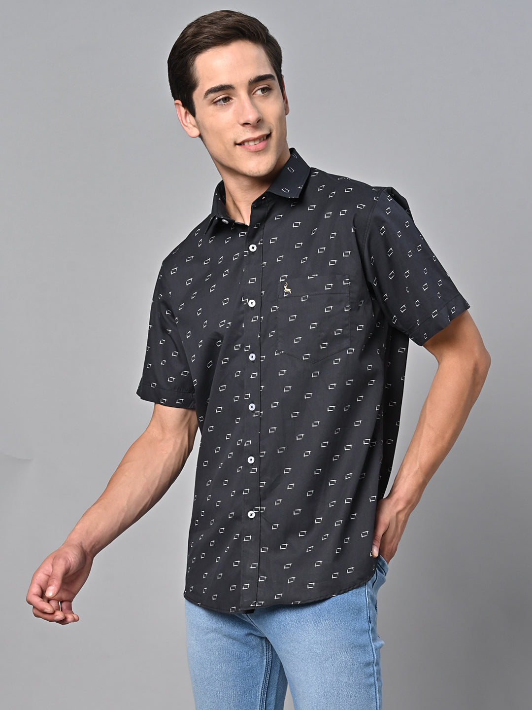 Valbone Men Printed Giza Cotton Casual half sleeves Shirt