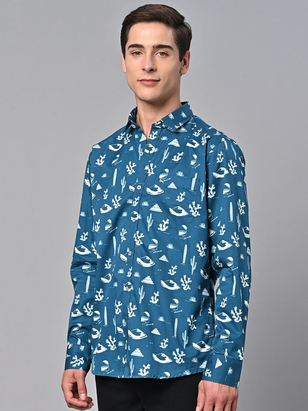 Valbone Men Printed Giza Cotton Casual Shirt