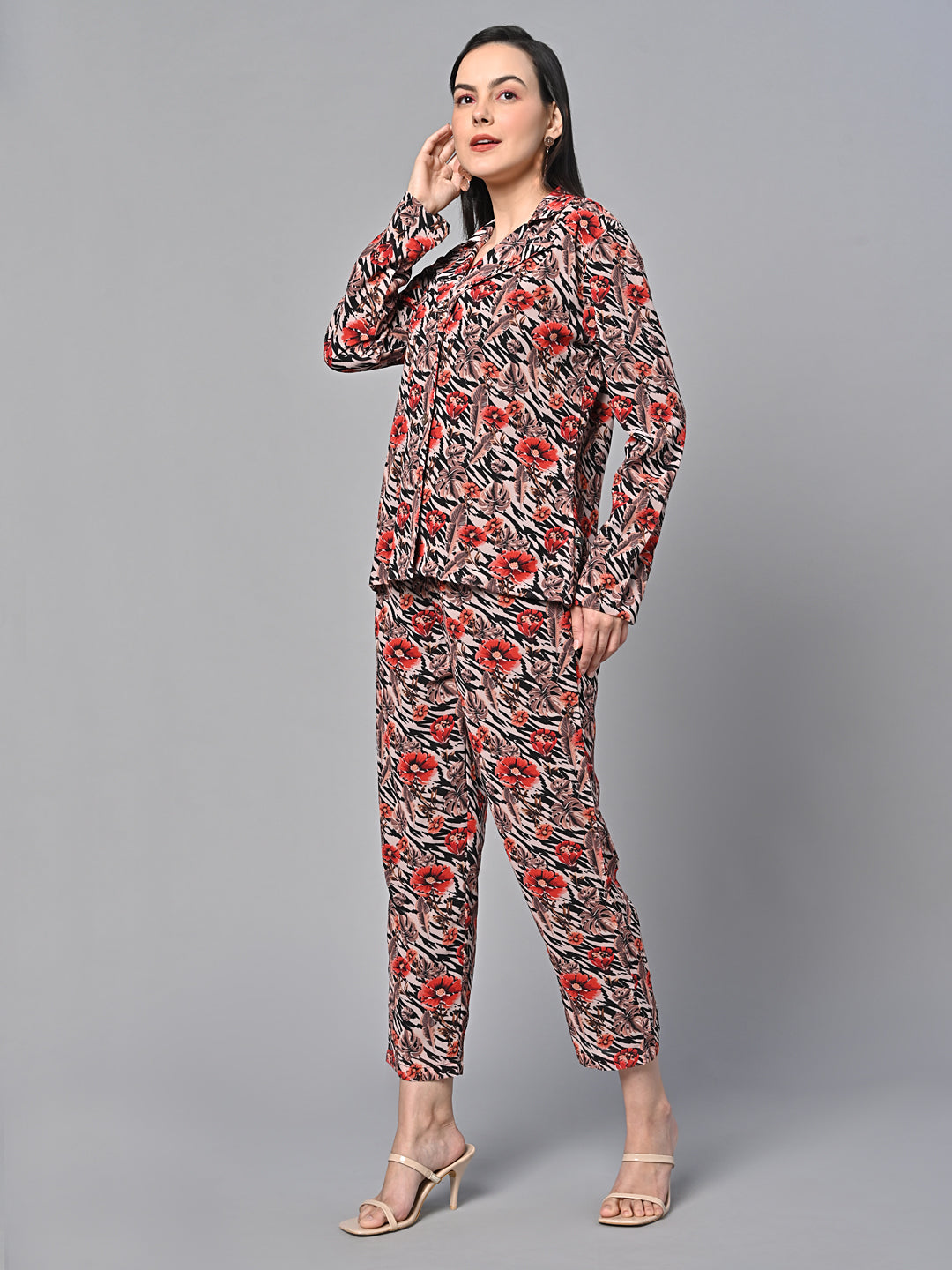 Floral Printed Top With Trouser Co-Ords