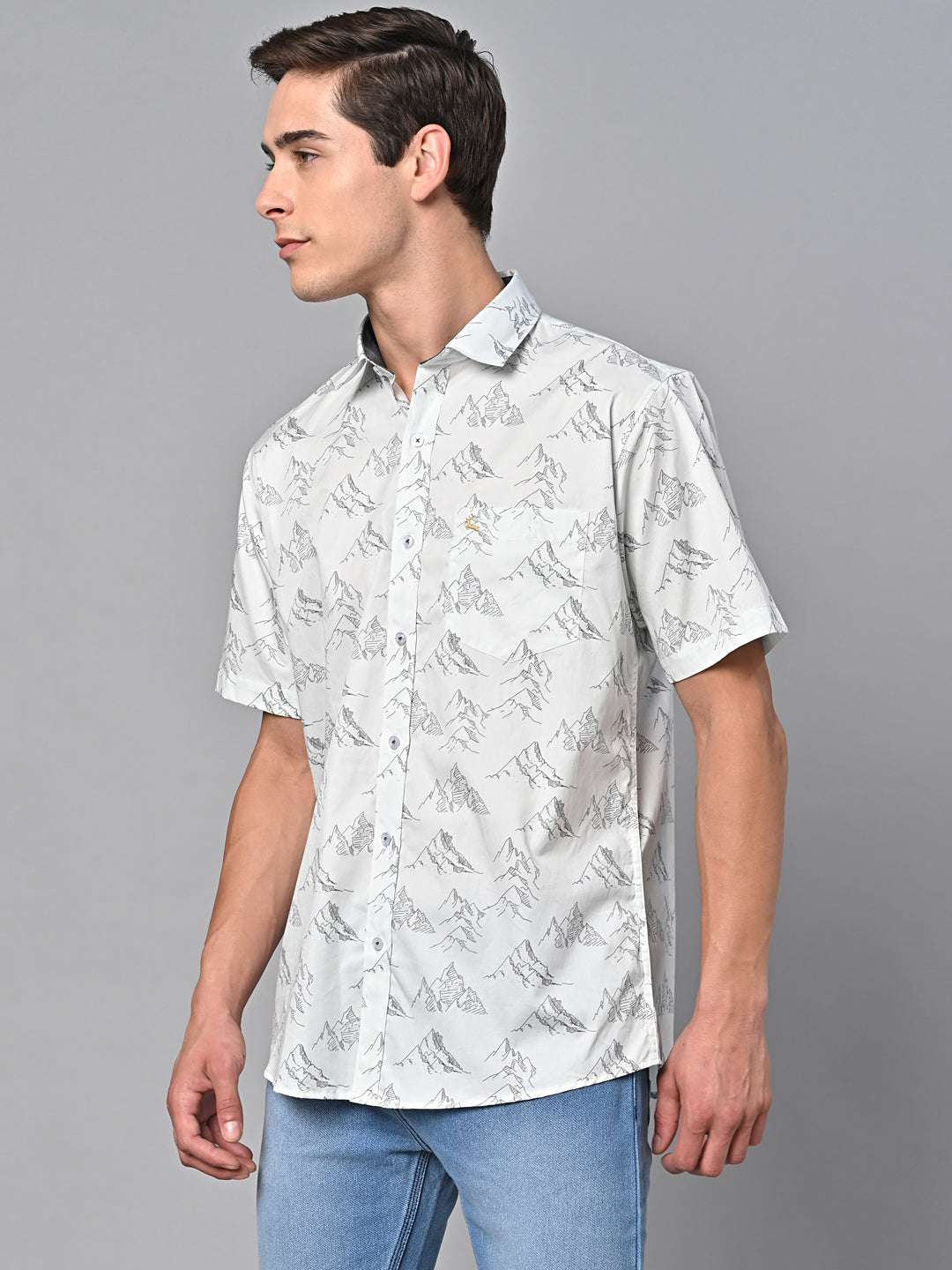 Valbone Men Printed Giza Cotton Casual Shirt