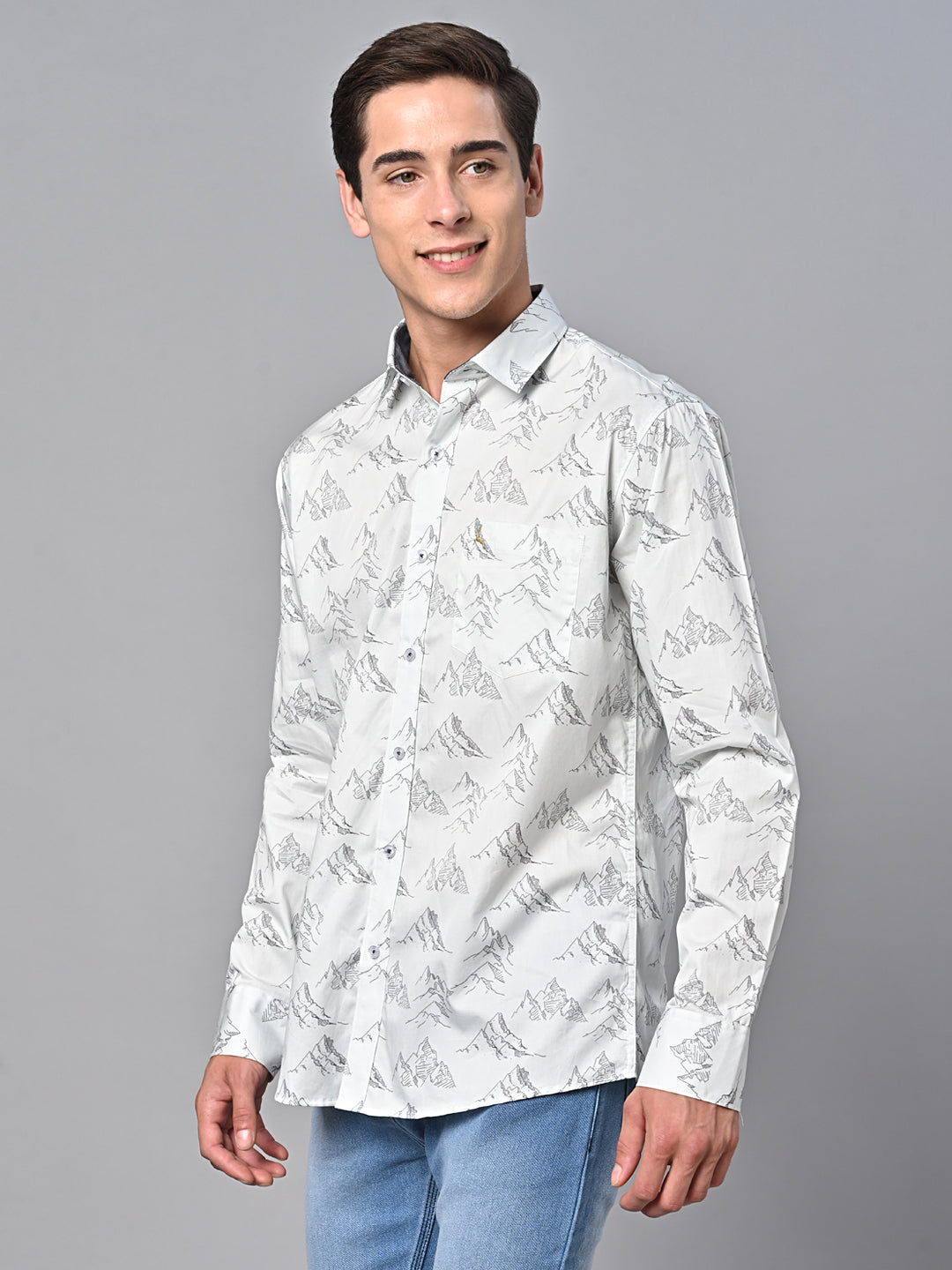 Valbone Men Printed Giza Cotton Casual Shirt