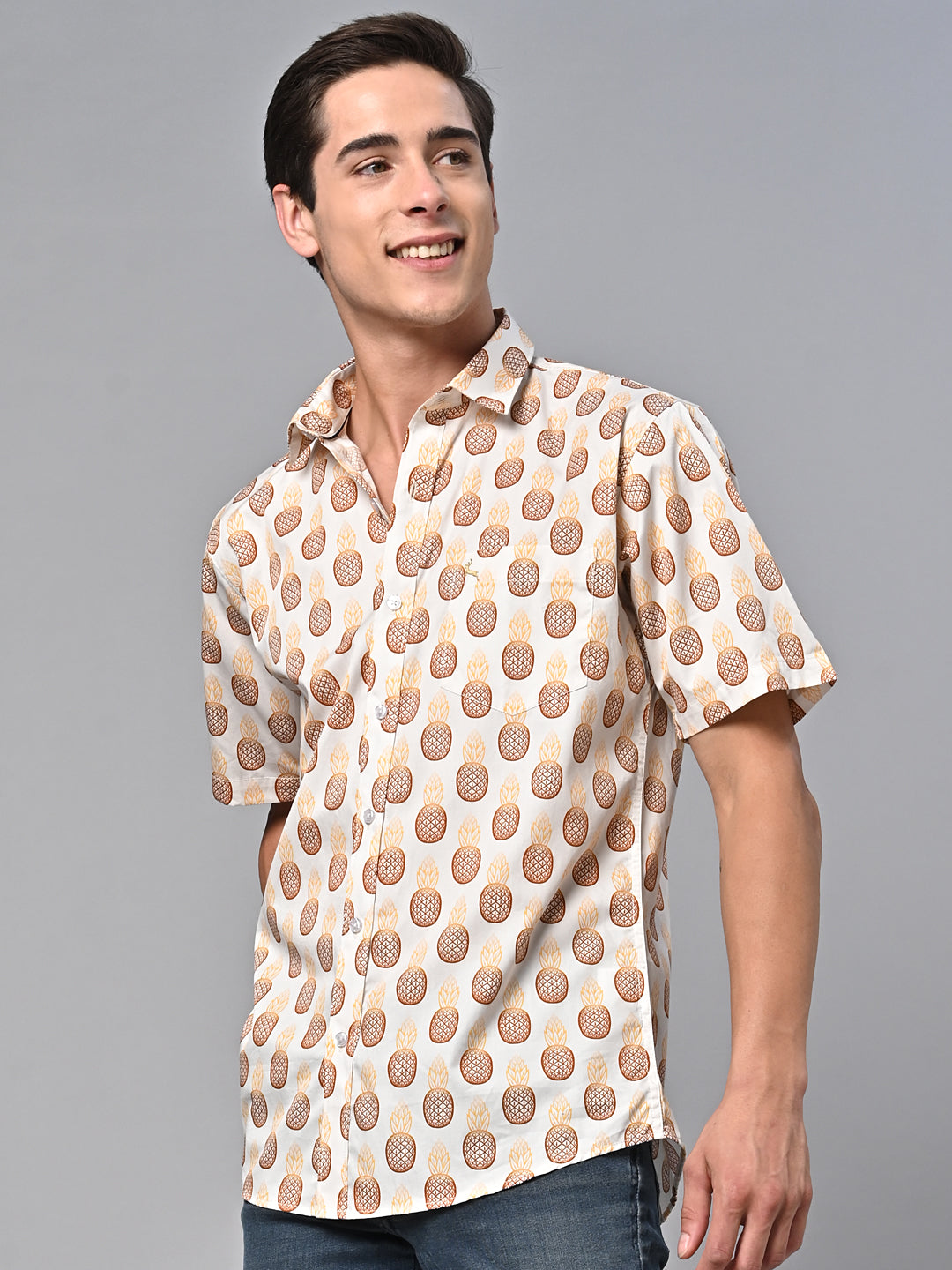 Valbone Men Printed Giza Cotton Casual Shirt